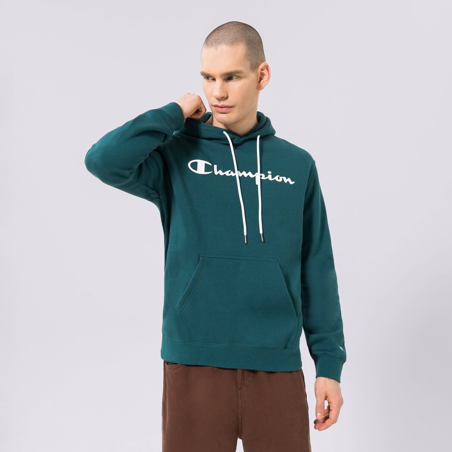 pánská mikina CHAMPION MIKINA S KAPUCÍ HOODED SWEATSHIRT 218282GS549 ZELENÁ