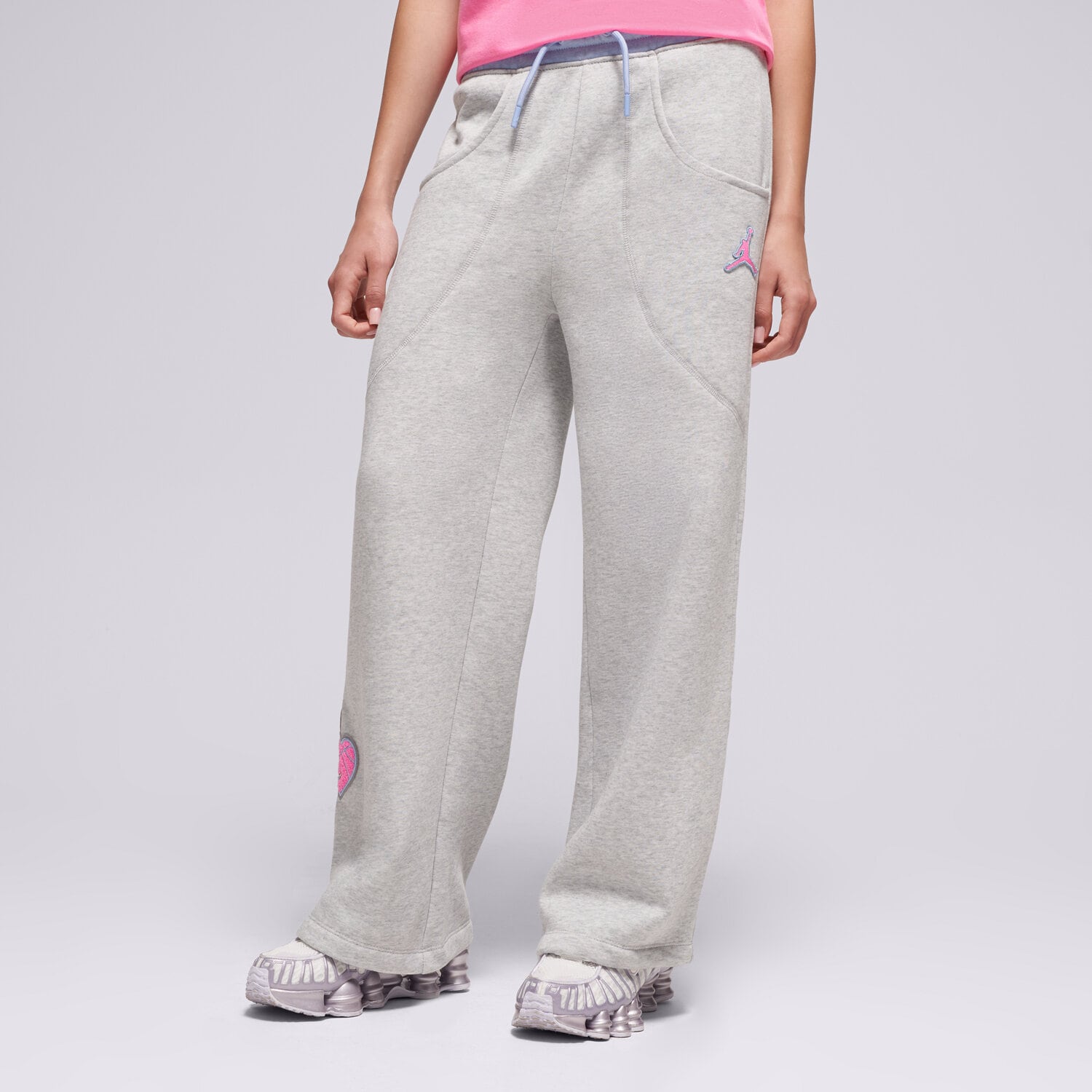 dětské kalhoty JORDAN KALHOTY  JDG BLUE JEANS & BLING FLC PAN GIRL 45F194-G2H ŠEDÁ