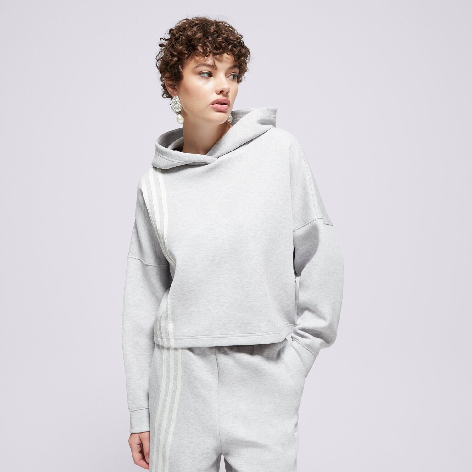 dámská mikina ADIDAS MIKINA S KAPUCÍ 3 STRIPES HOODY JW3596 ŠEDÁ