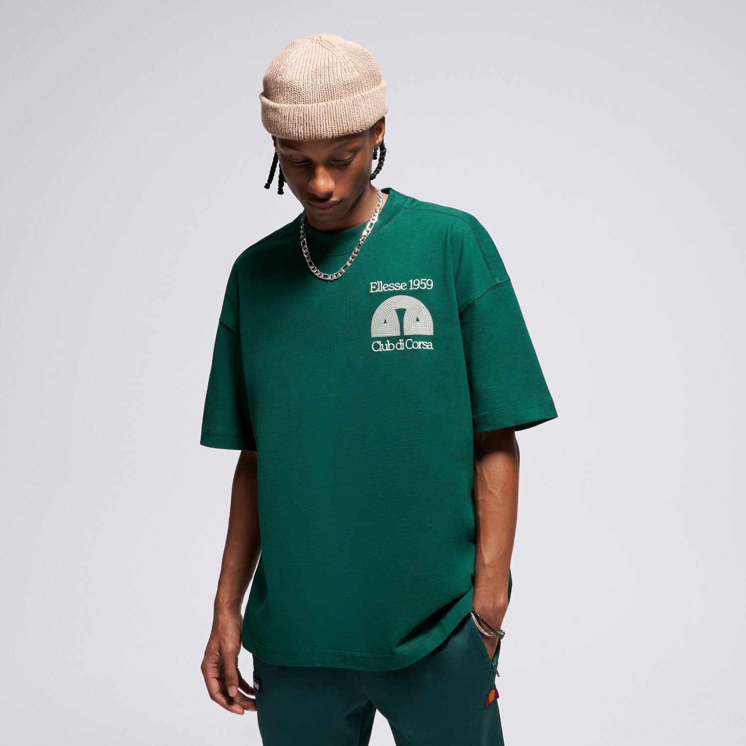 pánské tričko ELLESSE TRIČKO CLUB DI CORSA TEE DGREEN SHB23147502 ZELENÁ