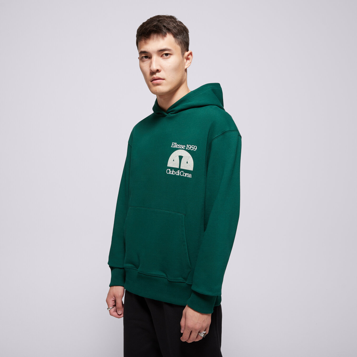pánská mikina ELLESSE MIKINA S KAPUCÍ CLUB DI CORSA DGREEN HOODIE SHB23148502 ZELENÁ