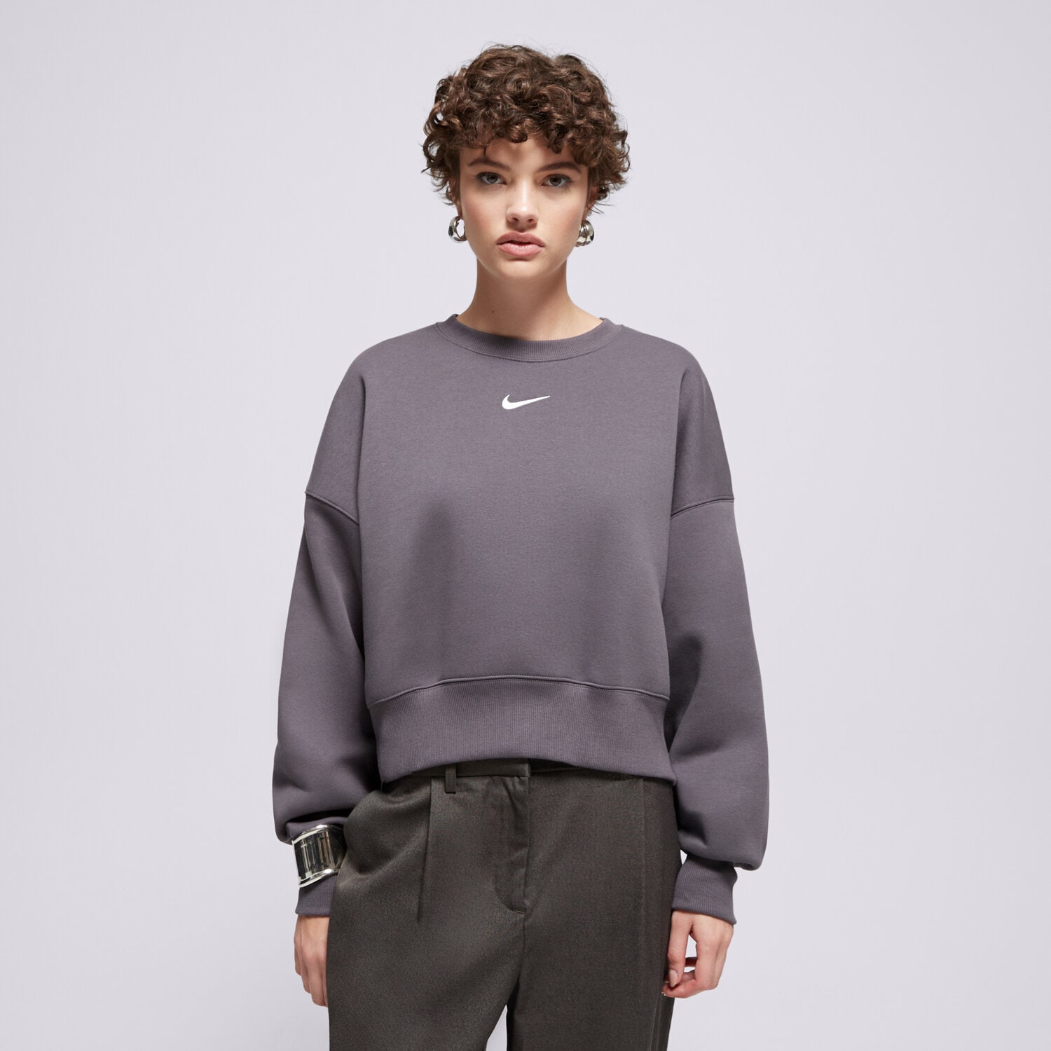 dámská mikina NIKE MIKINA W NSW PHNX FLC OOS CREW DQ5761-036 ŠEDÁ