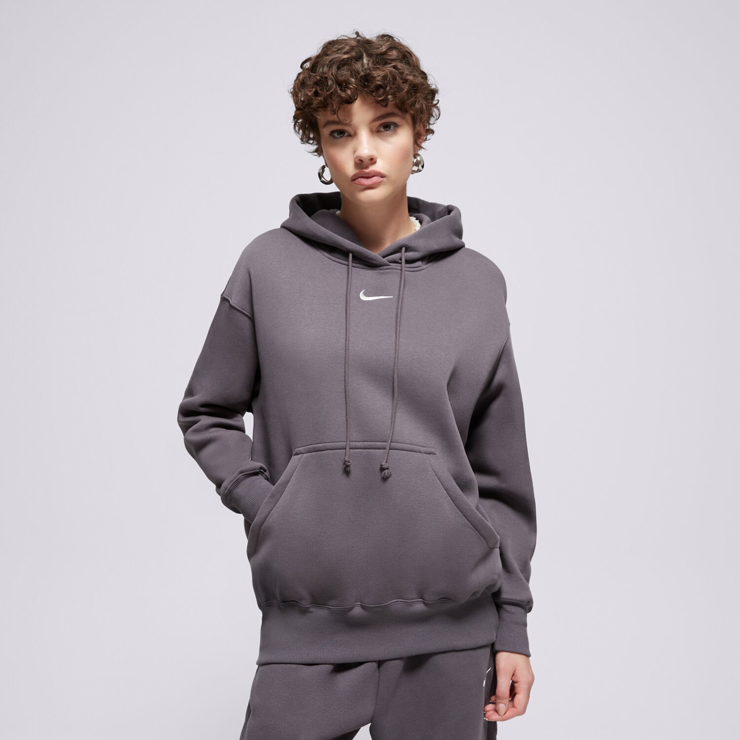 dámská mikina NIKE MIKINA S KAPUCÍ W NSW PHNX FLC OS PO HOODIE DQ5860-036 ŠEDÁ