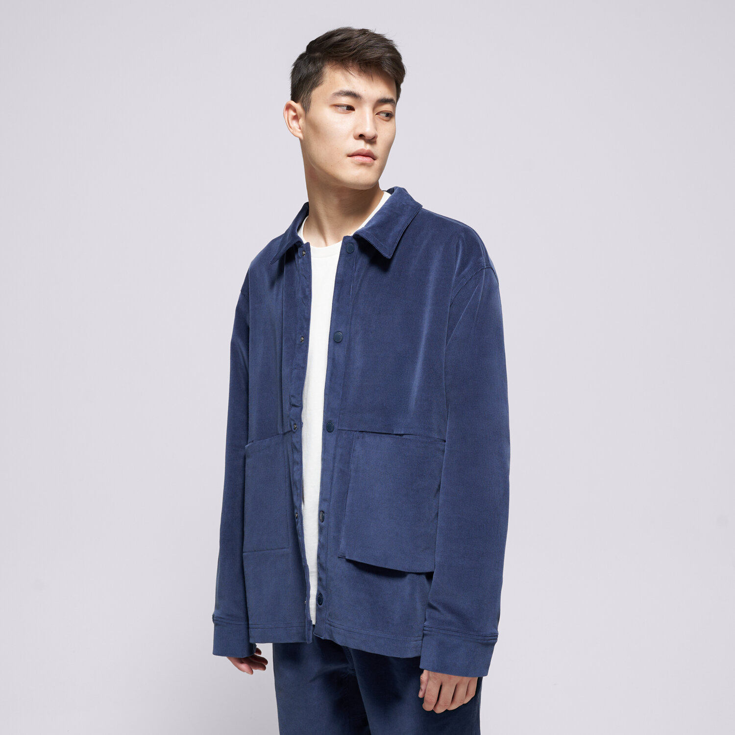 pánská košile NEW BALANCE KOŠILE STRETCH CORDUROY OVERSHIRT MT53524NNY TMAVOMODRÁ