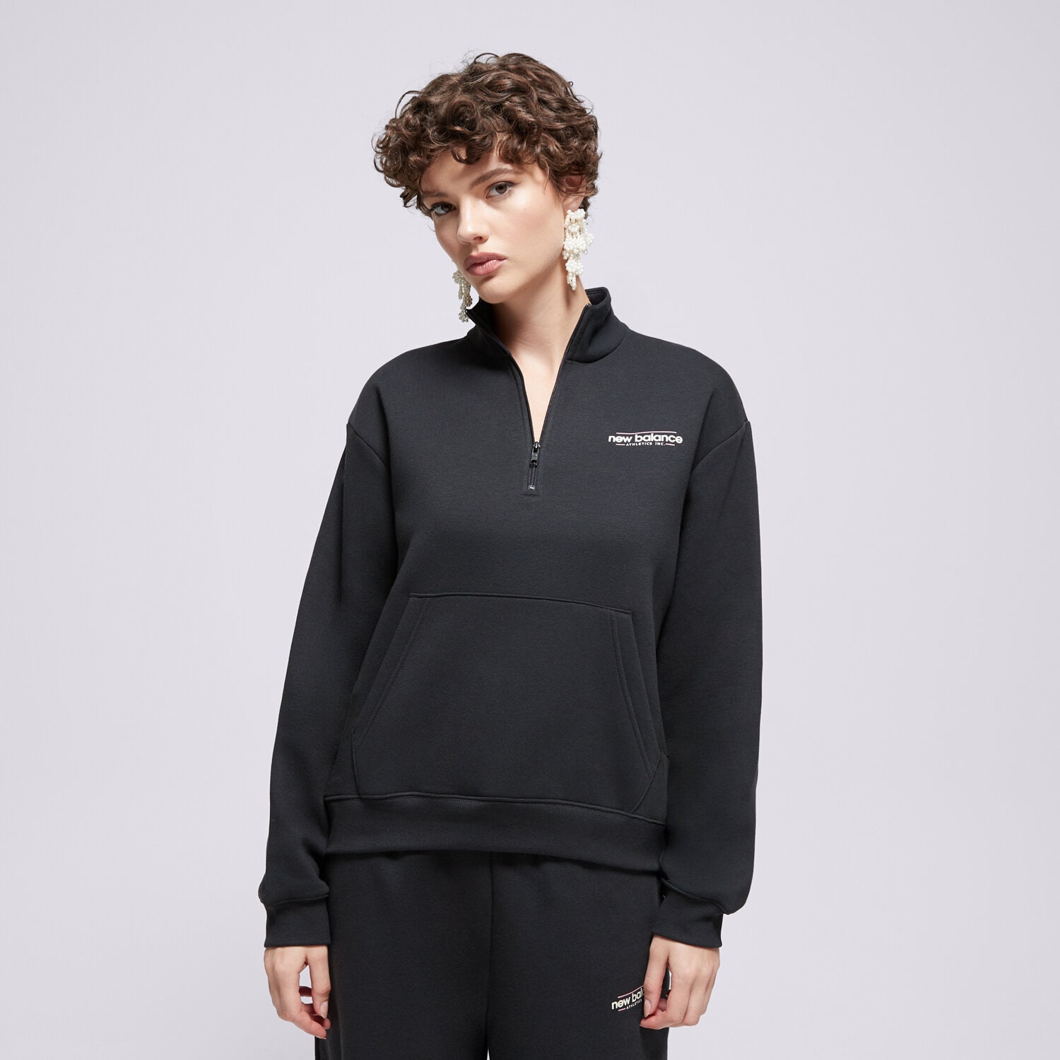 dámská mikina NEW BALANCE MIKINA REIMAGINED FLEECE HALF ZIP WT53513BK ČERNÁ