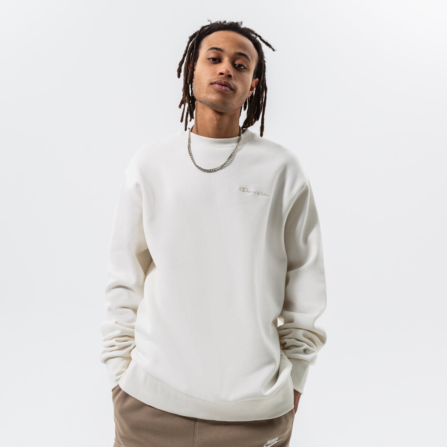 pánská mikina CHAMPION MIKINA CREWNECK SWEATSHIRT 217918YS084 BÍLÁ