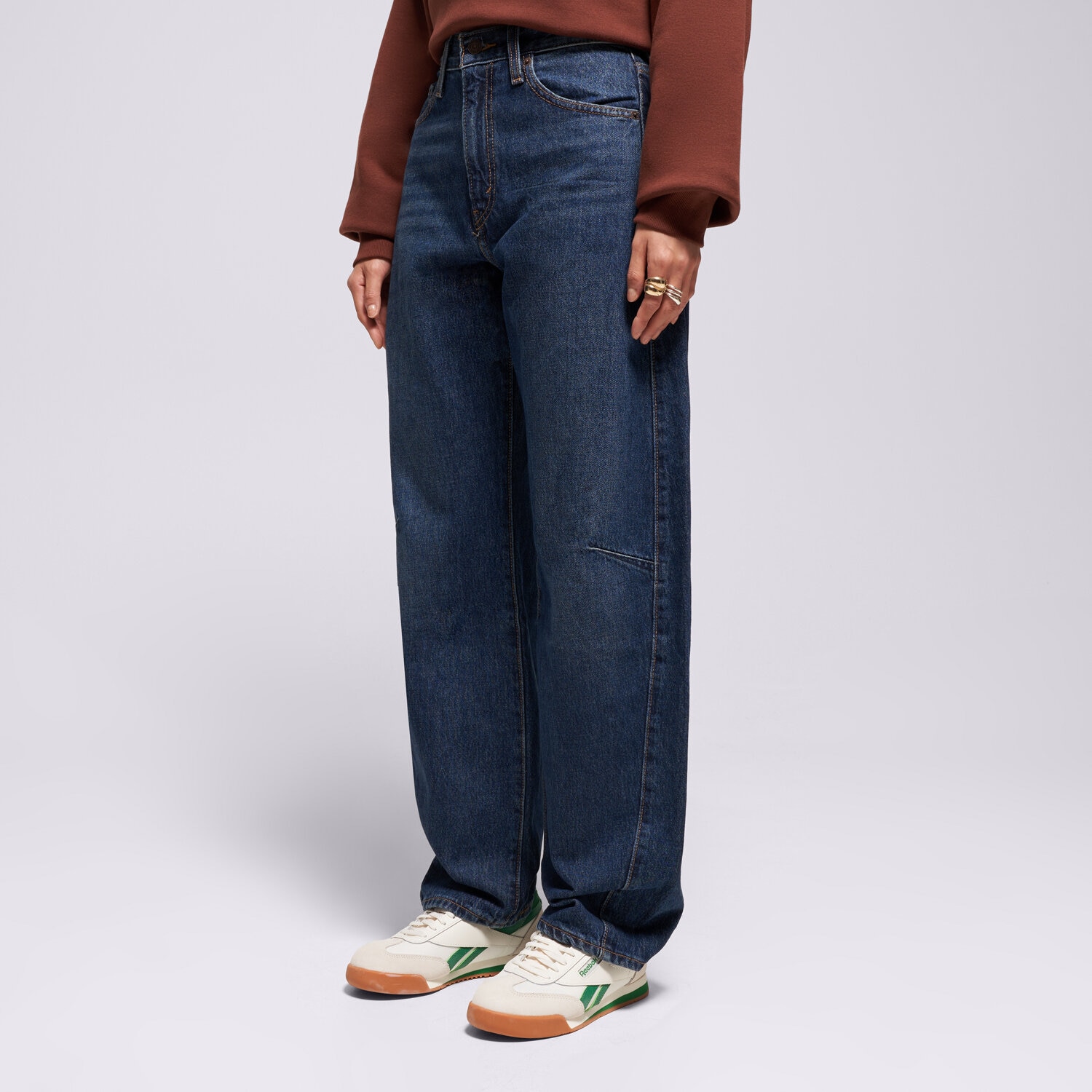 dámské kalhoty LEVI'S KALHOTY  CINCH BARREL DARK INDIGO WORN IN 003V5-0001 TMAVOMODRÁ