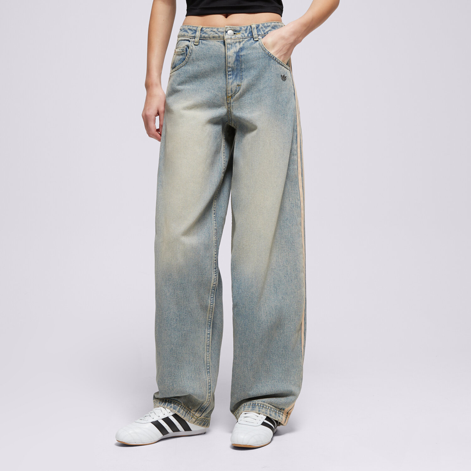 dámské kalhoty ADIDAS KALHOTY  P ESS DENIM PNT JY2868 MODRÁ