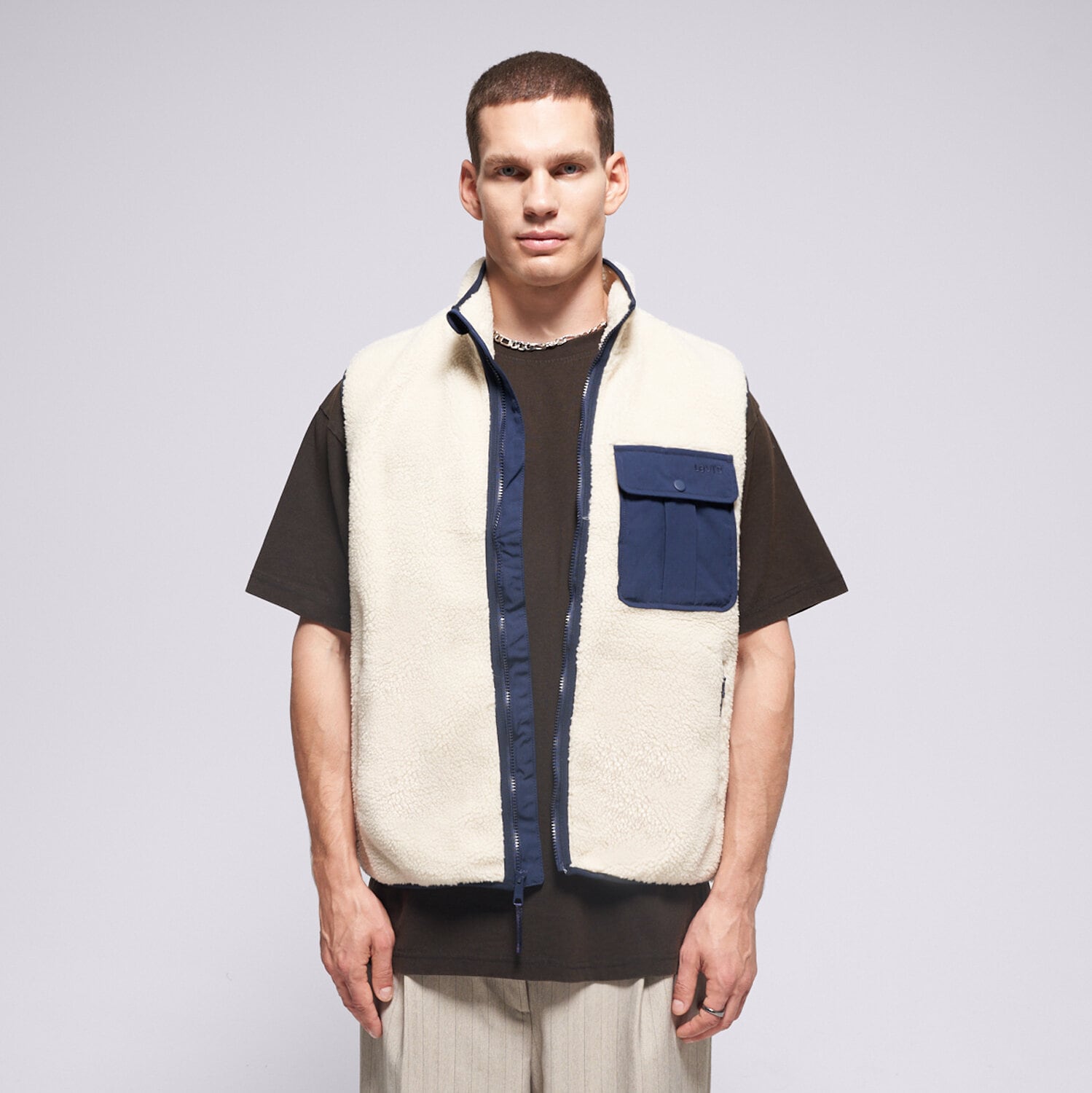pánská vesta LEVI'S VESTA JOONIE SHERPA VEST NEUTRALS 003AY-0002 BÉŽOVÁ