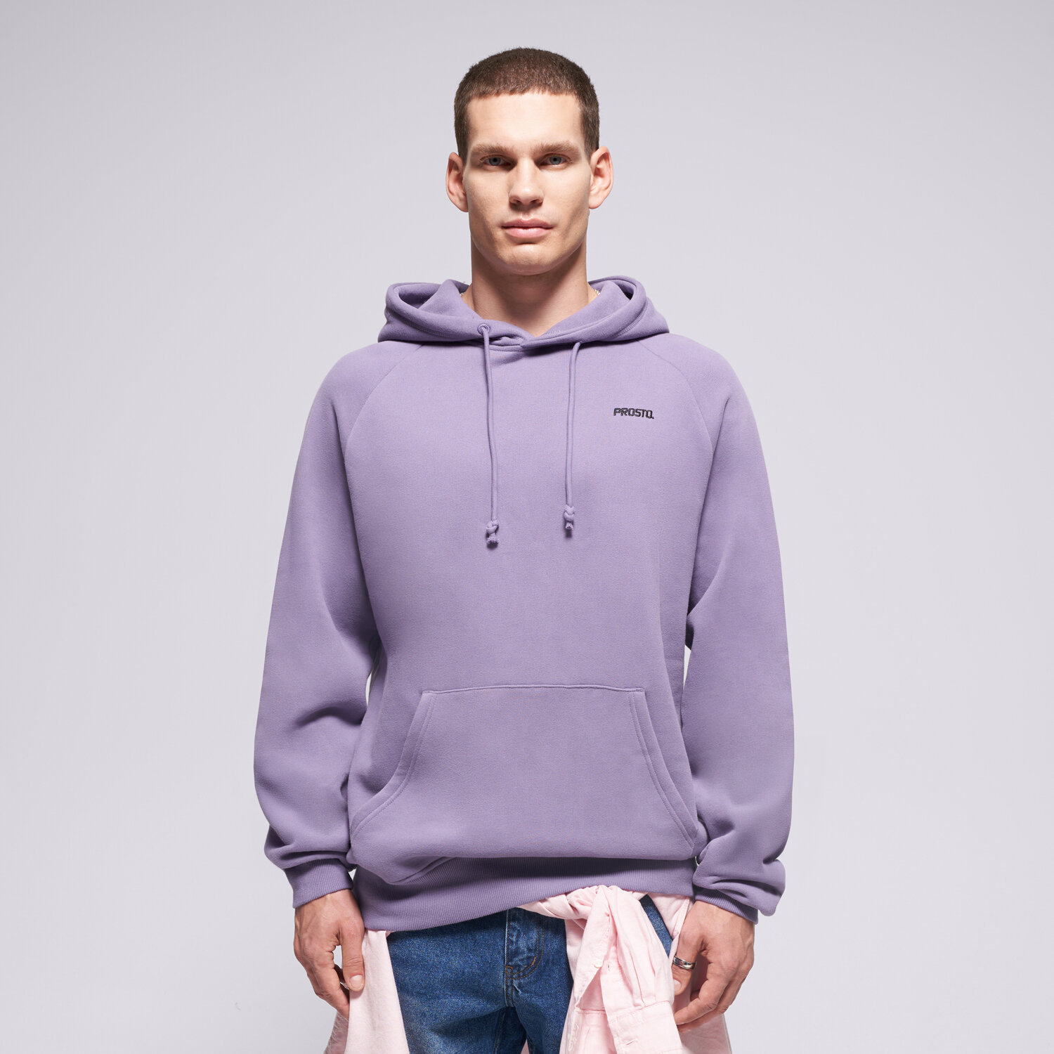 pánská mikina PROSTO MIKINA S KAPUCÍ HOODIE SKIZZLE WASHED LAVENDER KL252MSWE2183 LAWENDOWY