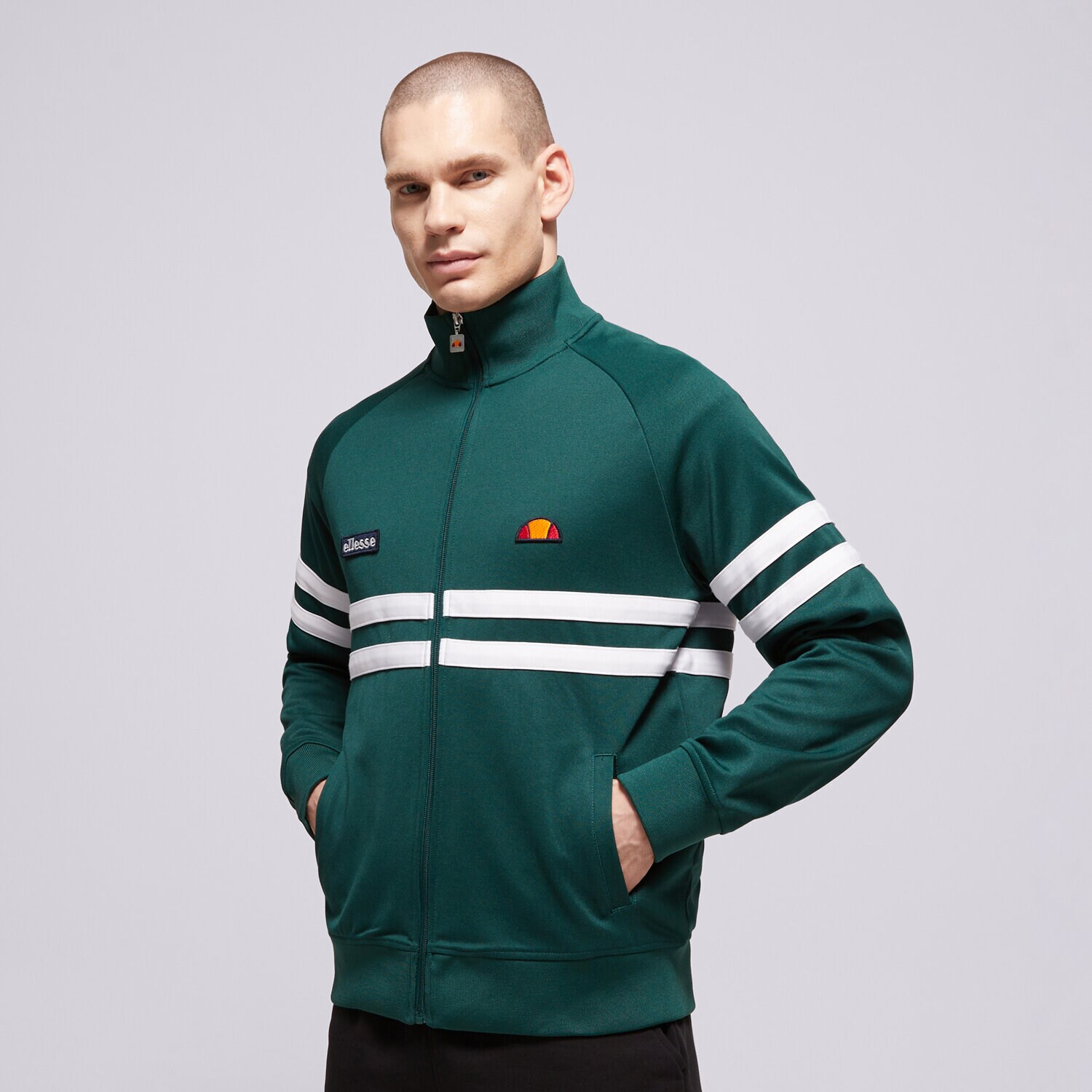 pánská mikina ELLESSE MIKINA ROZEPÍNACÍ RIMINI DGREEN TRACK JACKET SHB00892502 ZELENÁ