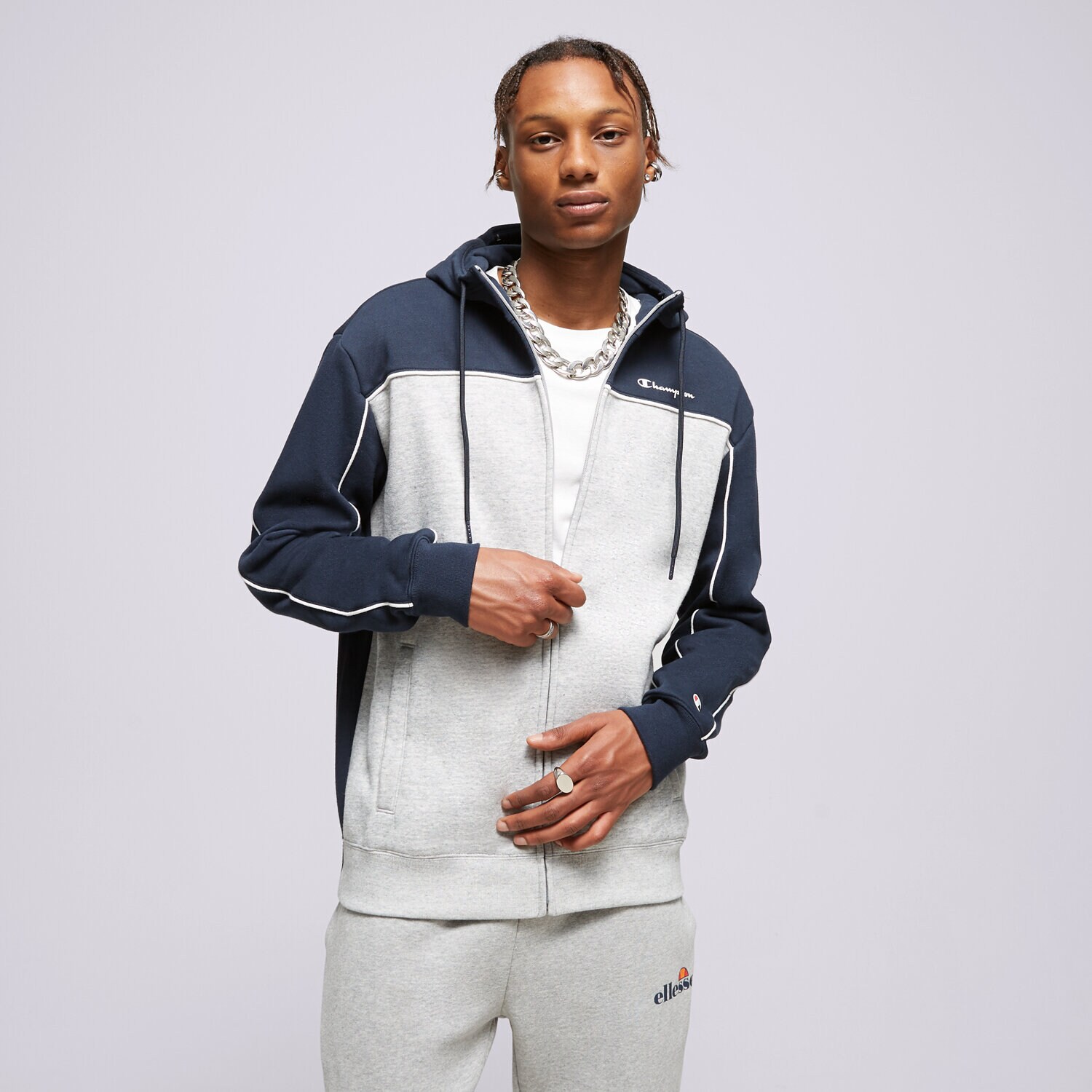pánská mikina CHAMPION MIKINA ROZEPÍNACÍ S KAPUCÍ FULL ZIP 217851BS501 ČERNÁ