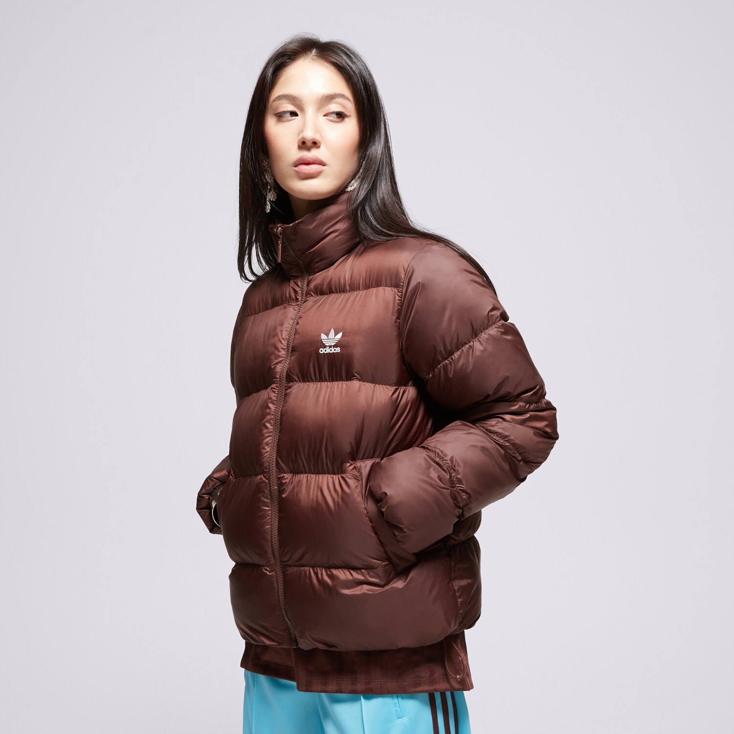 dámská zimní bunda ADIDAS BUNDA SHORT PUFFER JX2948 HNĚDÁ