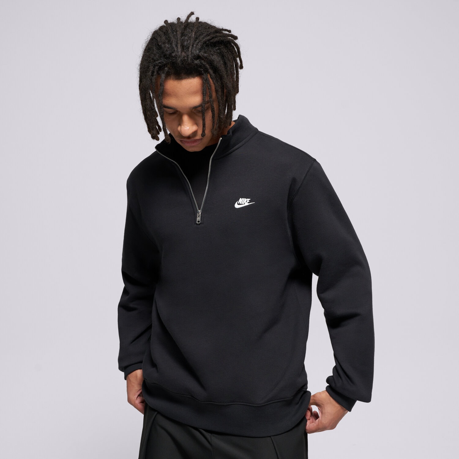 pánská mikina NIKE MIKINA M NK CLUB BB HZ TOP FN3864-010 ČERNÁ