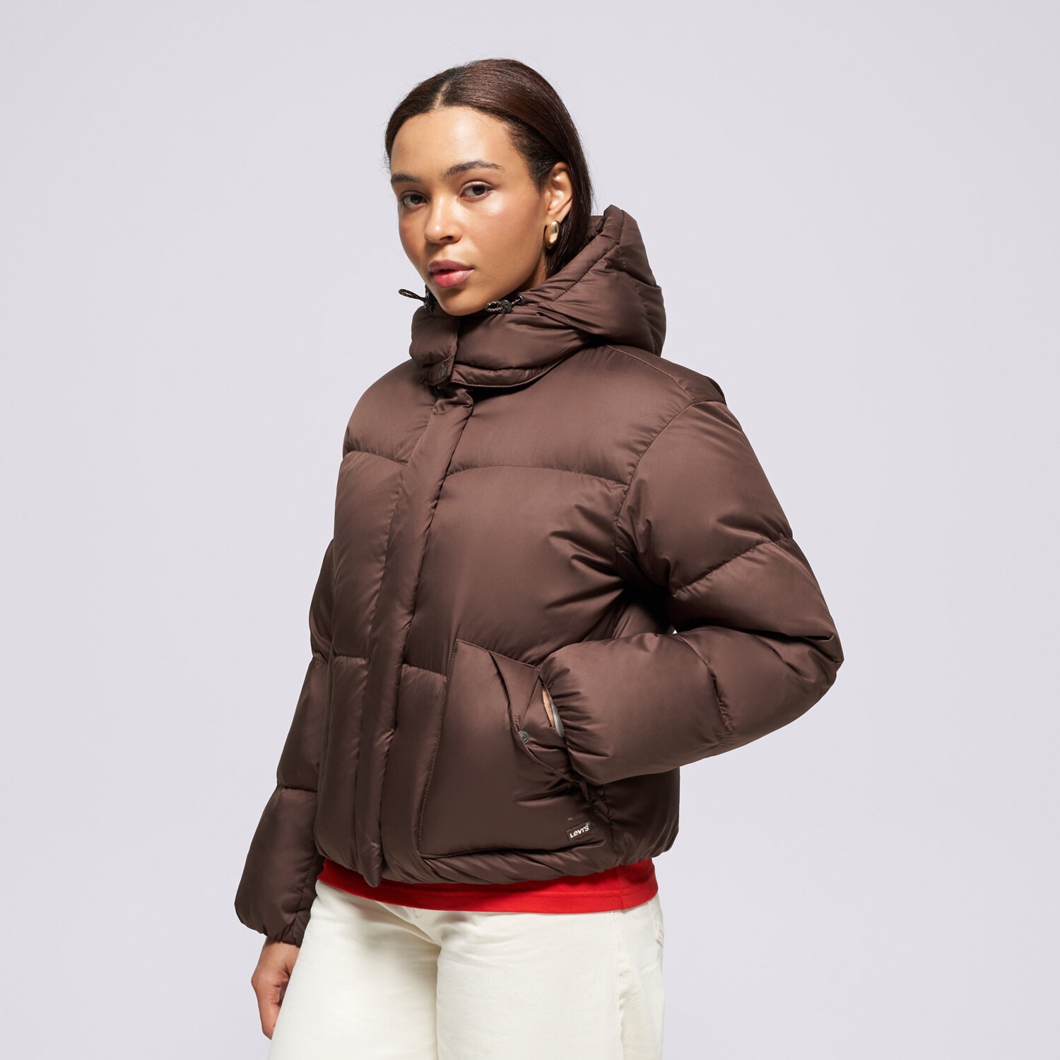 dámská zimní bunda LEVI'S BUNDA PÉŘOVÁ WESTERN BUBBLE SHORTIE BROWNS 003MD-0006 HNĚDÁ