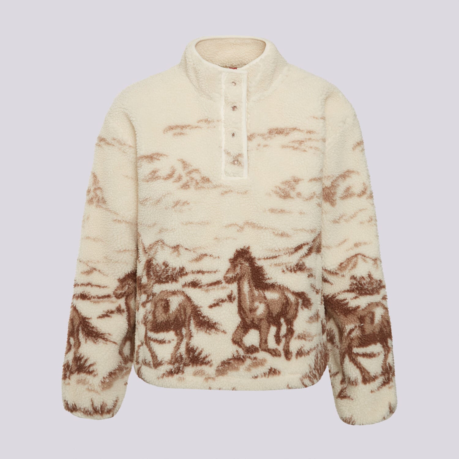 dámská mikina LEVI'S FLEECE MIKINA KASEY   SHERPA PULLOVER OW NEUTRALS 003ZA-0000 HNĚDÁ
