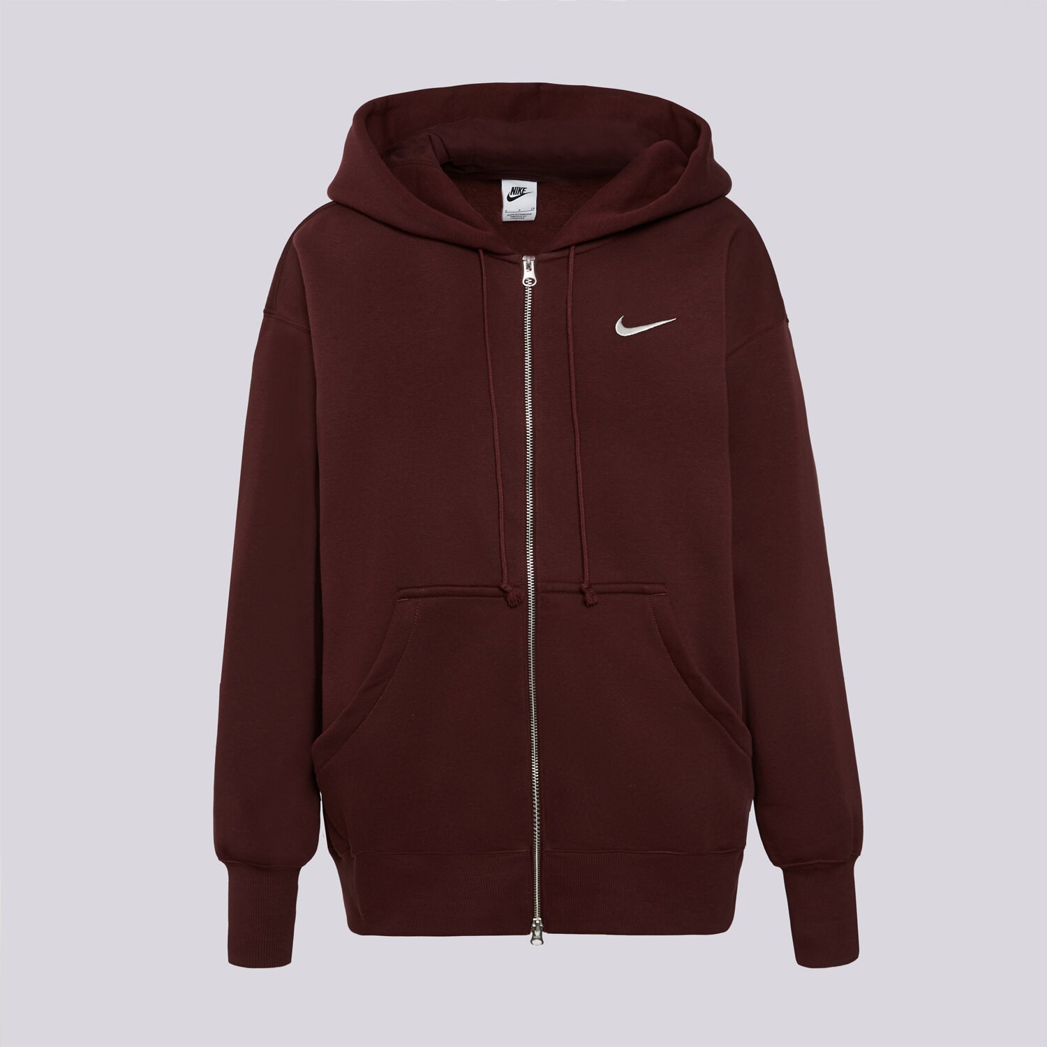 dámská mikina NIKE MIKINA ROZEPÍNACÍ W NSW PHNX FLC FZ OS HOODIE DQ5758-654 BORDOVÁ