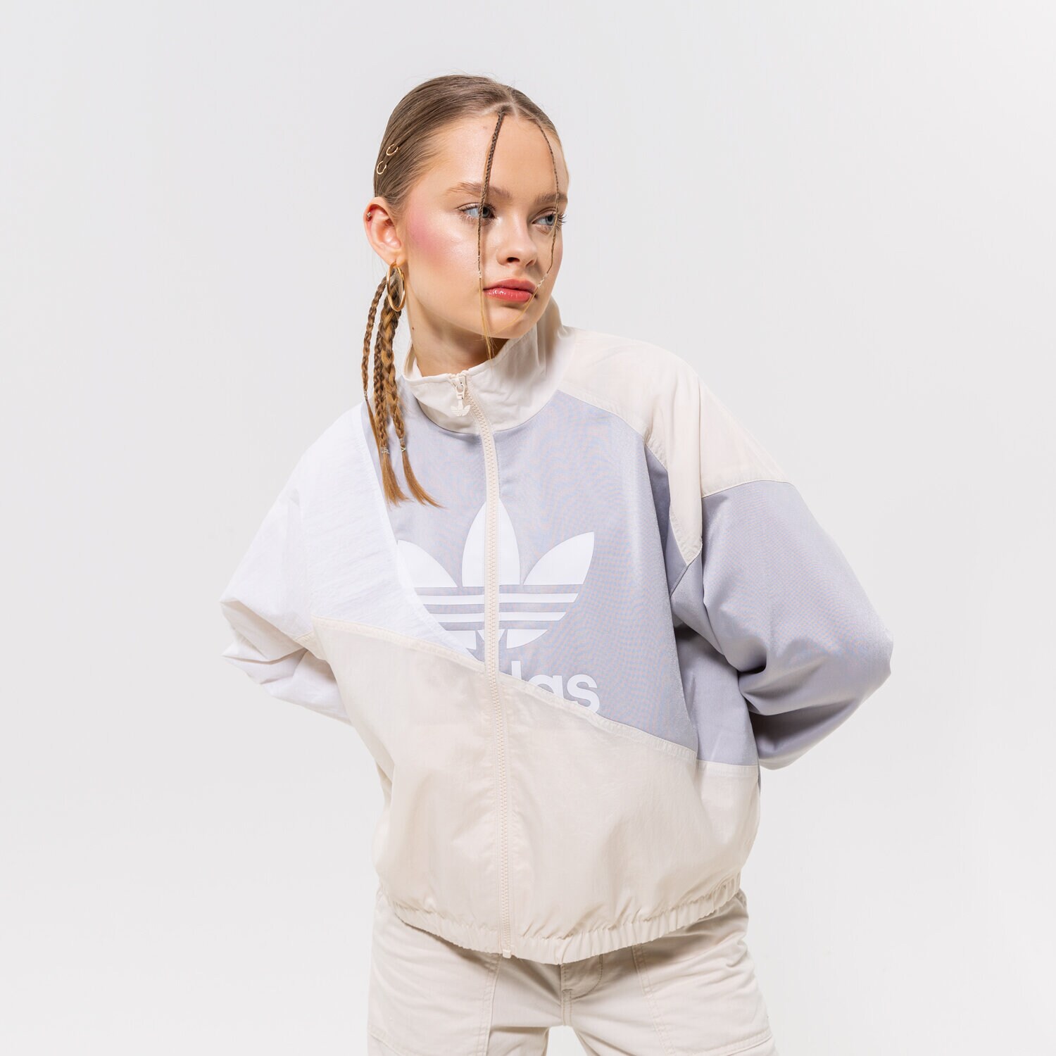dámská mikina ADIDAS MIKINA ROZEPÍNACÍ TRACK TOP HC7054 ŠEDÁ