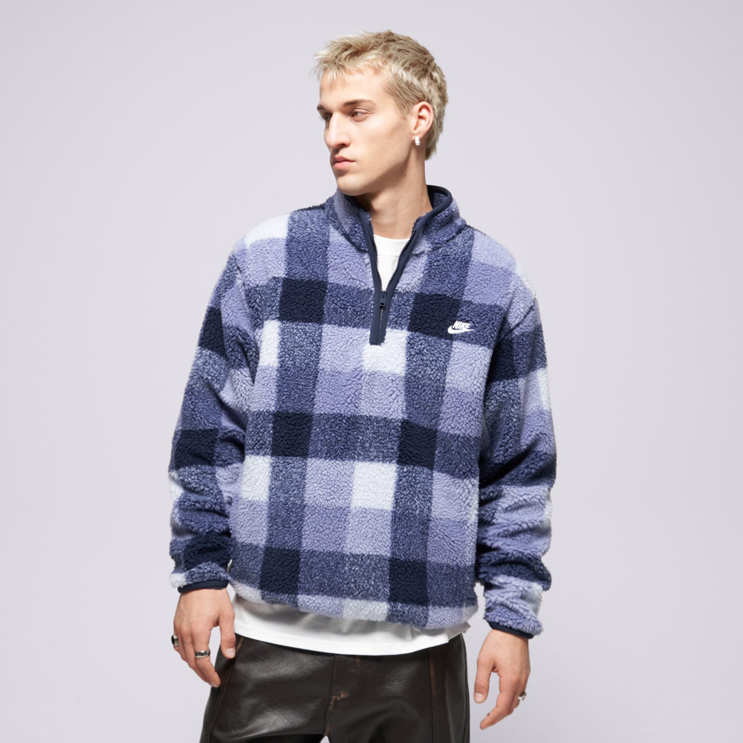 pánská mikina NIKE FLEECE MIKINA M NK CLUB SSNL WNTRZD AOP HZ FZ0896-057 MODRÁ