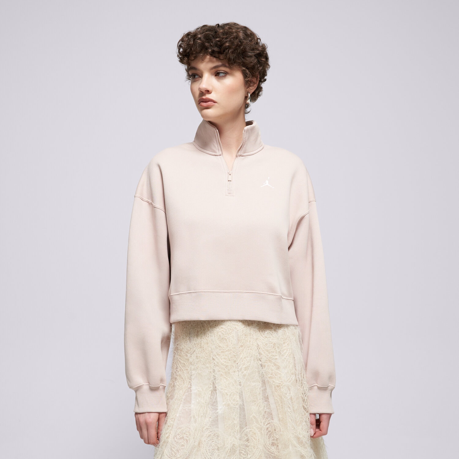 dámská mikina JORDAN MIKINA W J BRK FLC QZ TOP IH2391-292 BÉŽOVÁ