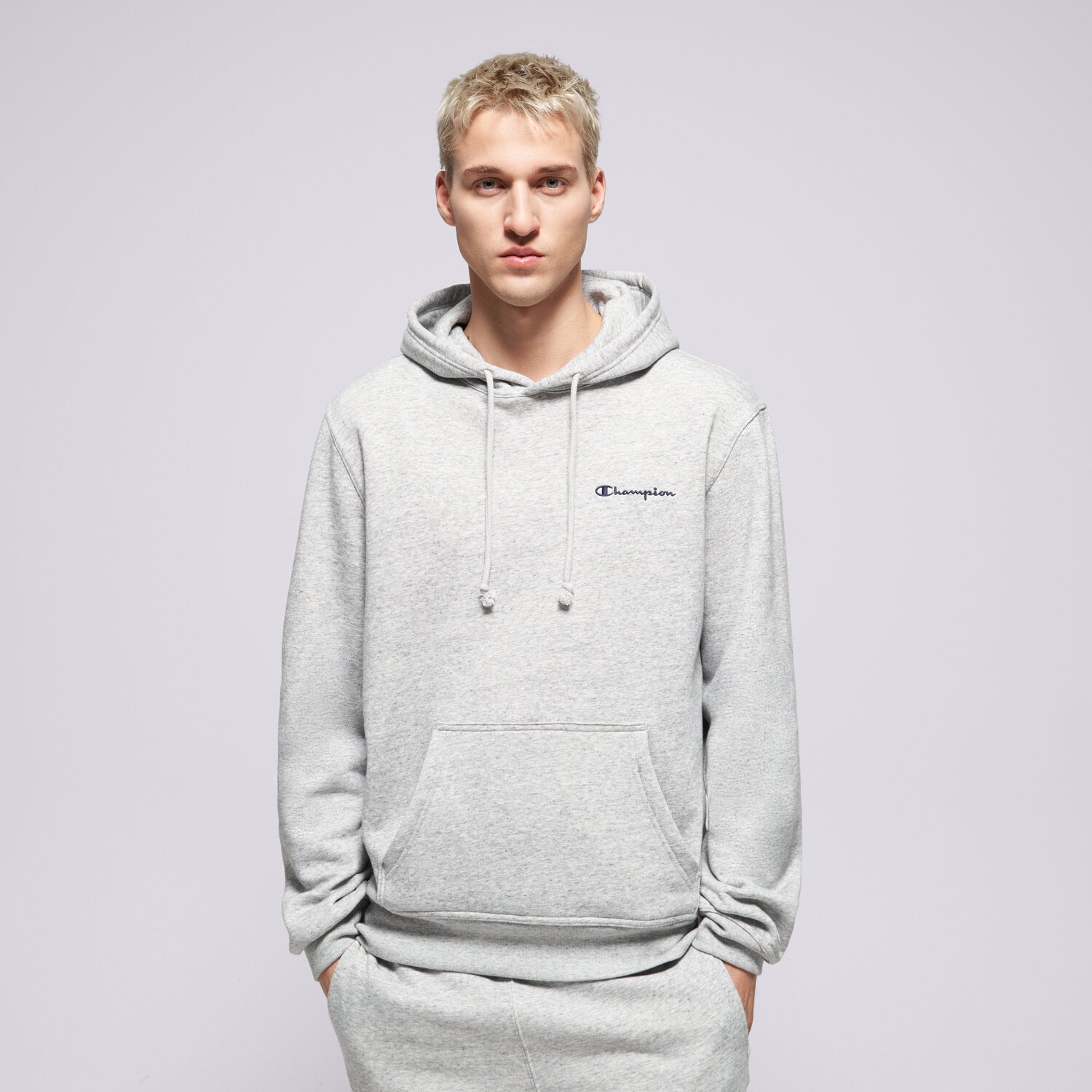 pánská mikina CHAMPION MIKINA S KAPUCÍ HOODED SWEATSHIRT 221790EM021 ŠEDÁ