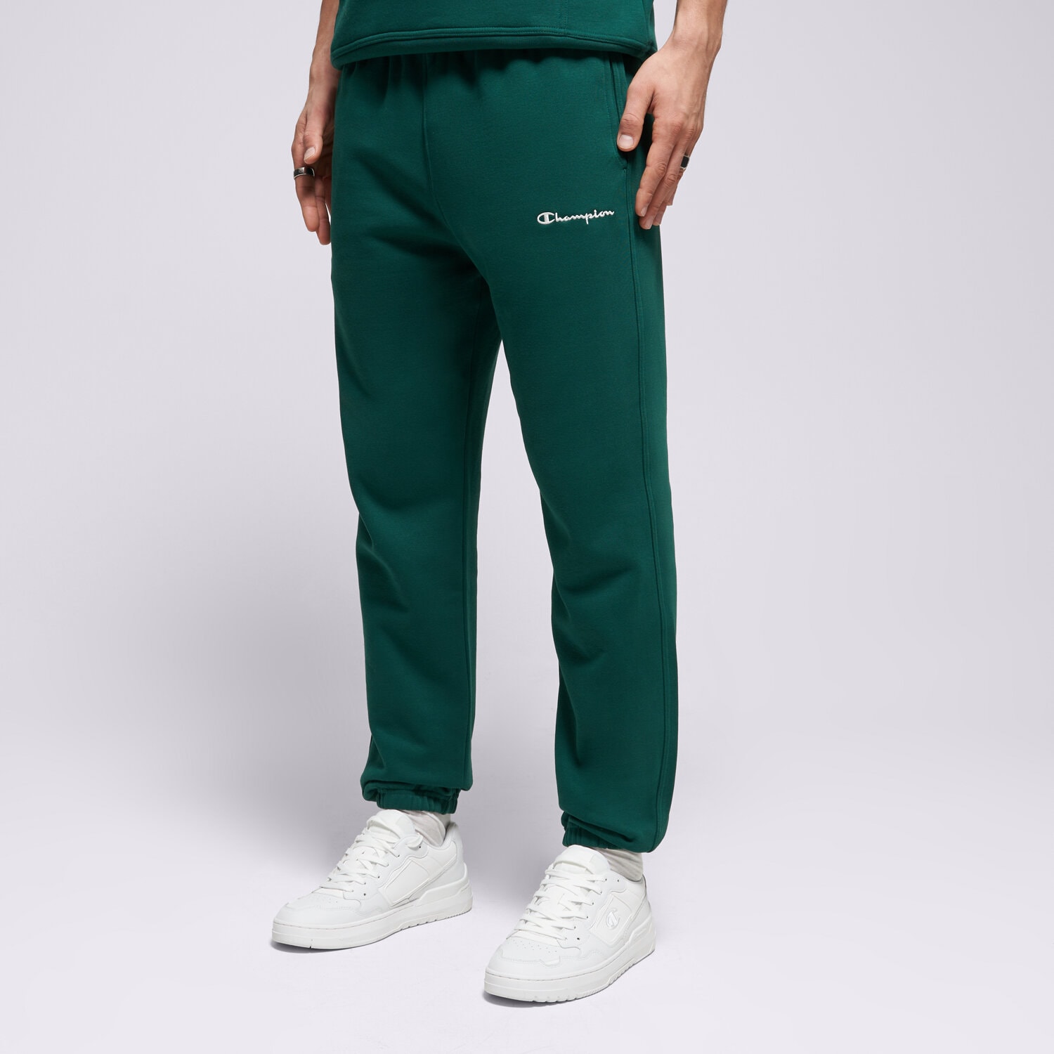 pánské kalhoty CHAMPION KALHOTY  ELASTIC CUFF PANTS 221800GS584 ZELENÁ