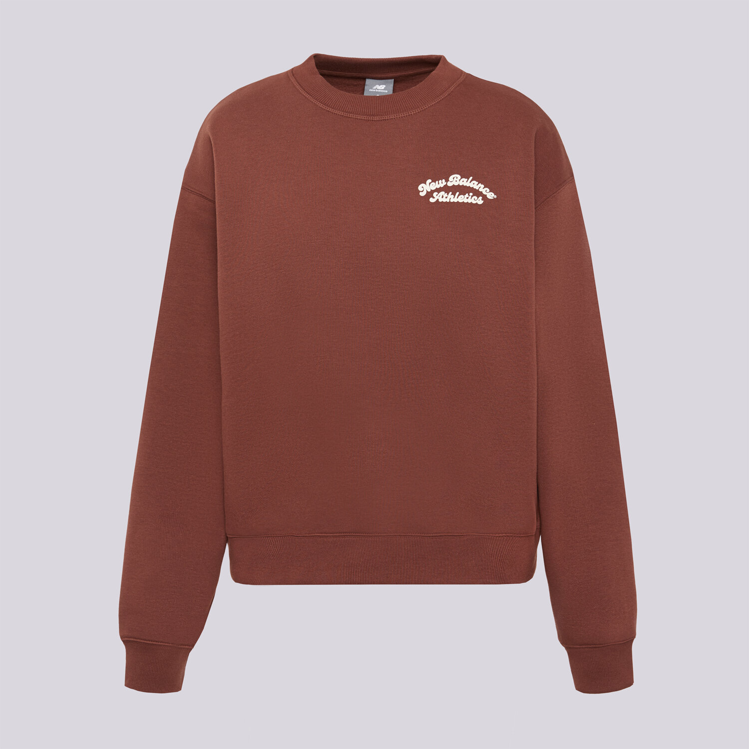 dámská mikina NEW BALANCE MIKINA LINEAR HERITAGE FLEECE CREW WT53516ROK HNĚDÁ