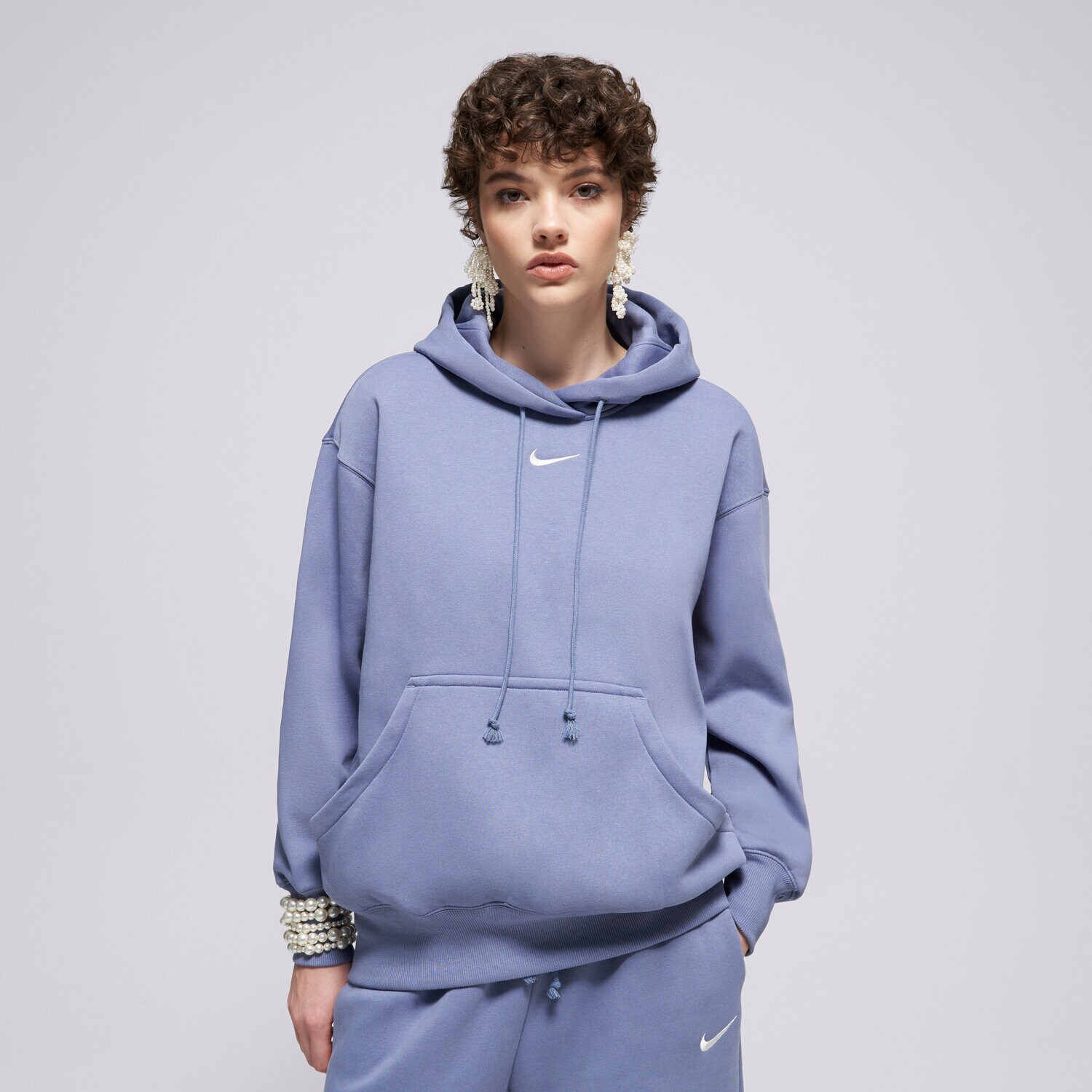 dámská mikina NIKE MIKINA S KAPUCÍ W NSW PHNX FLC OS PO HOODIE DQ5860-499 MODRÁ