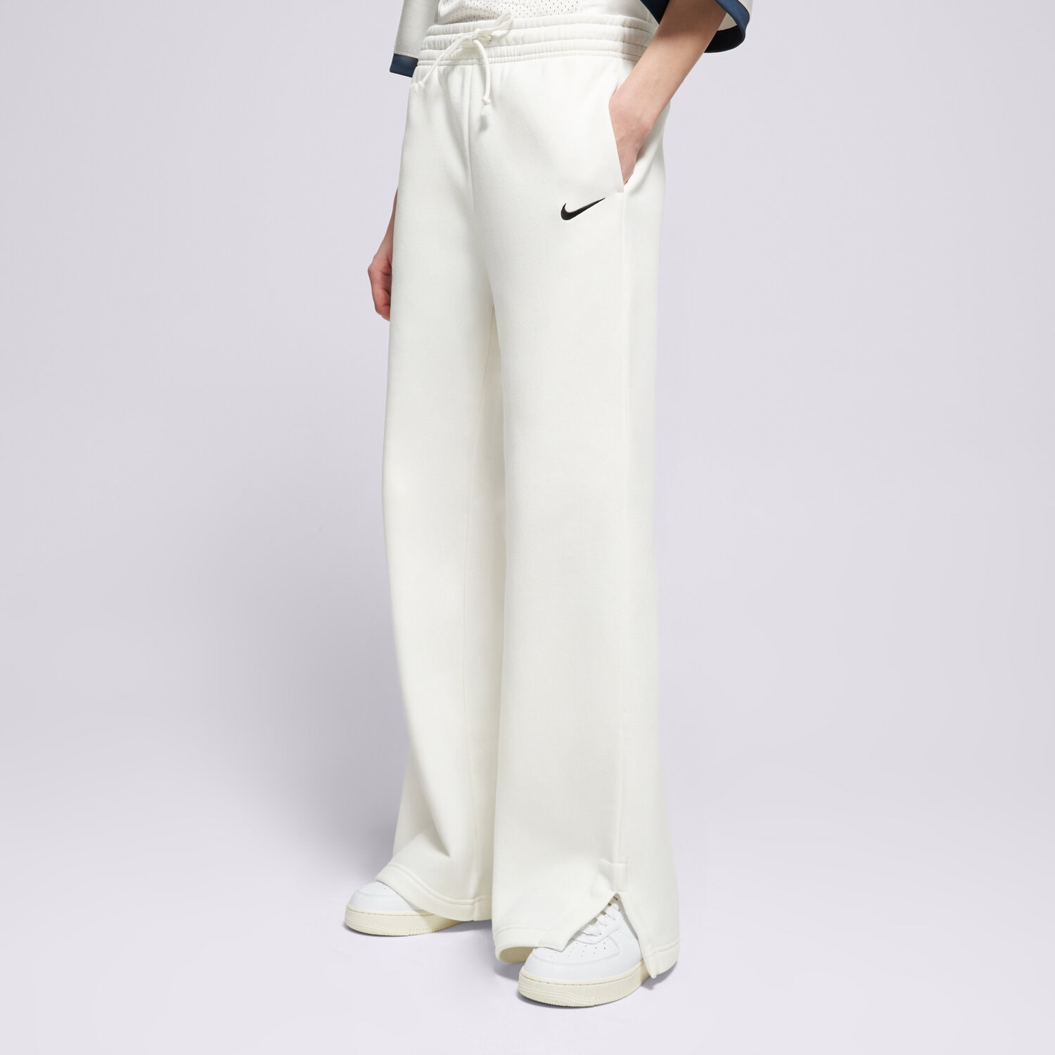 dámské kalhoty NIKE KALHOTY  W NSW PHNX FLC HR PANT WIDE 2 IH1011-133 BÍLÁ