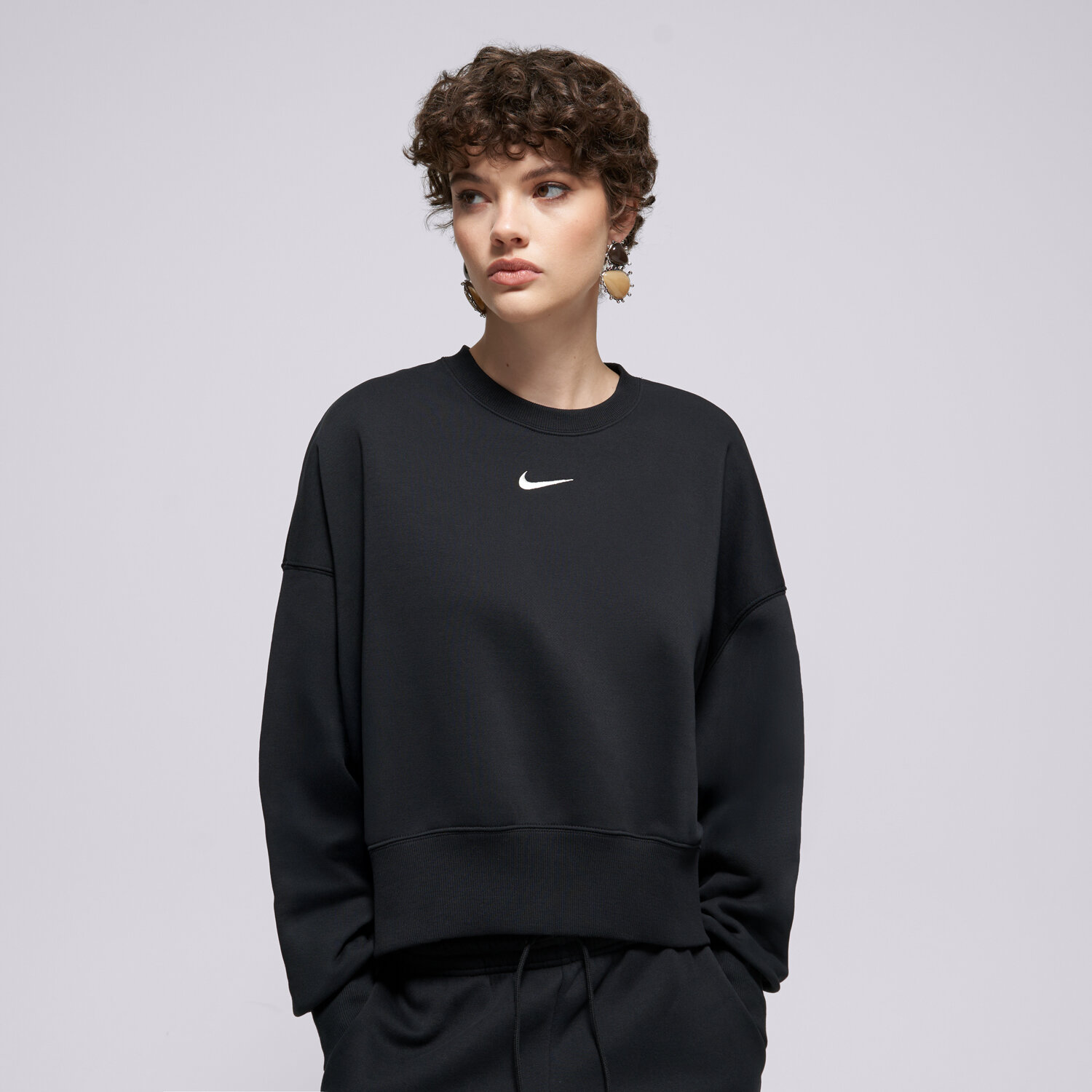 dámská mikina NIKE MIKINA W NSW PHNX FLC OOS CREW DQ5761-010 ČERNÁ