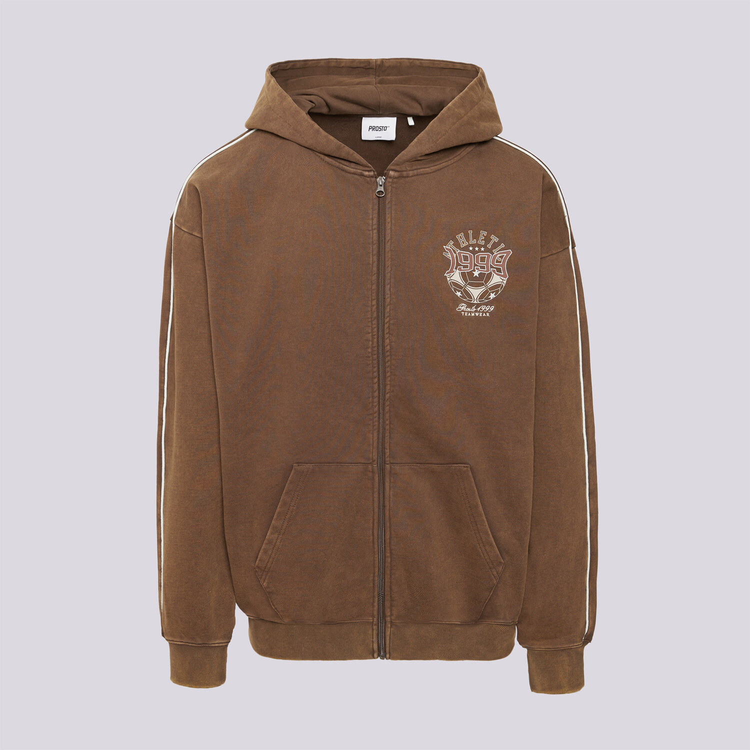 pánská mikina PROSTO MIKINA ROZEPÍNACÍ ZIP HOODIE ATHLETIC WASHED BROWN KL252MSWE2071 HNĚDÁ