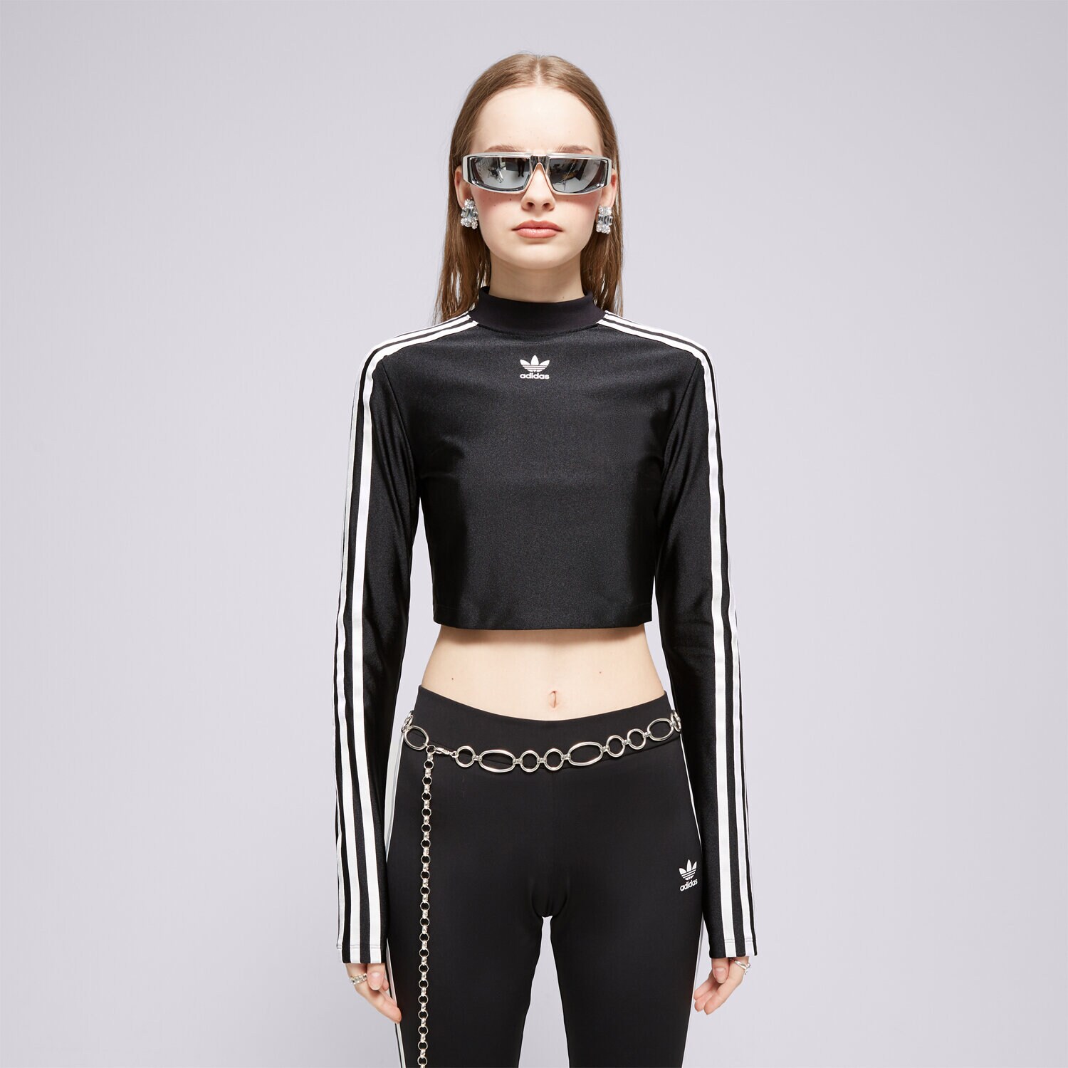 dámský top ADIDAS TOP 3 S CROPPED LS IU2428 ČERNÁ