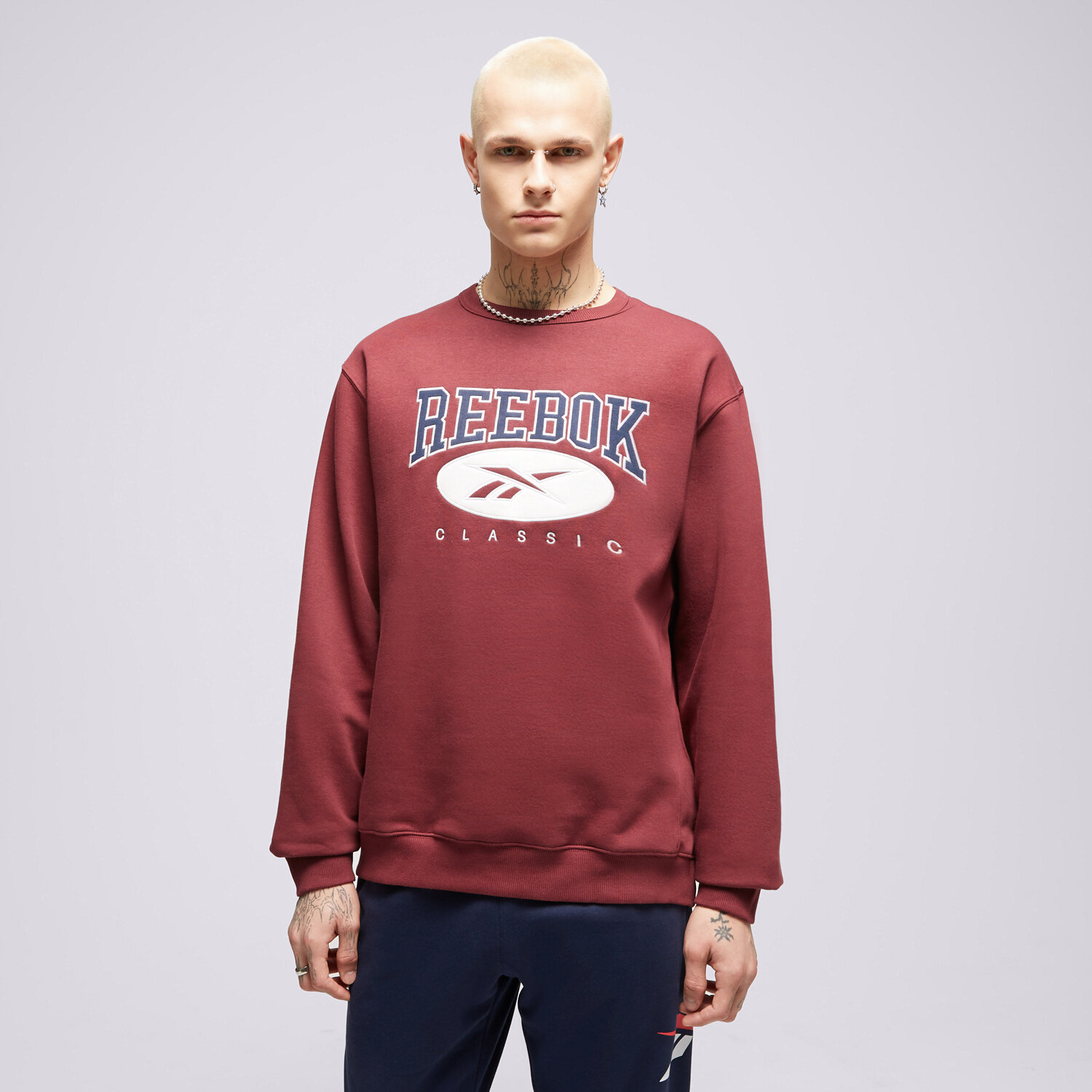 pánská mikina REEBOK MIKINA CL AE CREW 100071344 BORDOVÁ