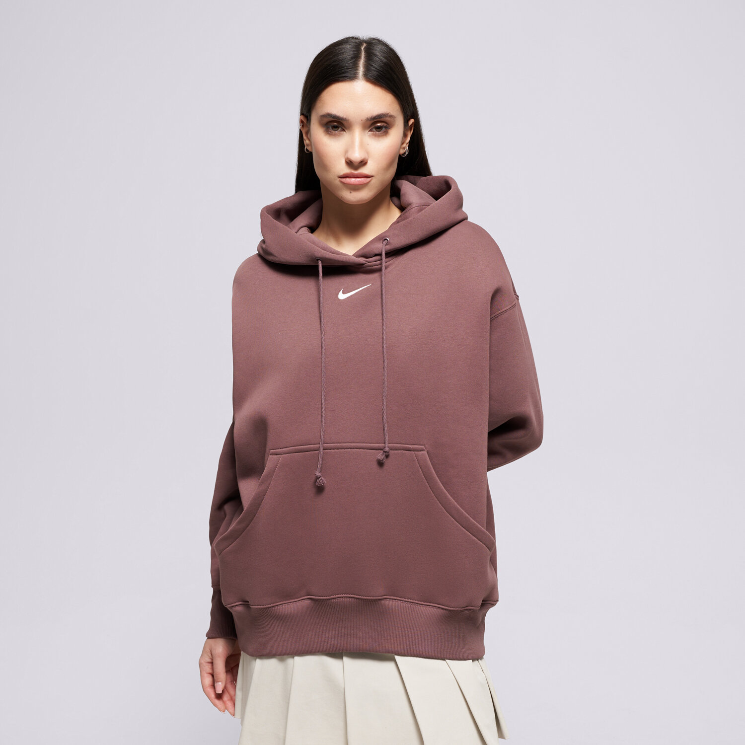 dámská mikina NIKE MIKINA S KAPUCÍ PHNX FLC OS HOODIE W NSW DQ5860-502 HNĚDÁ