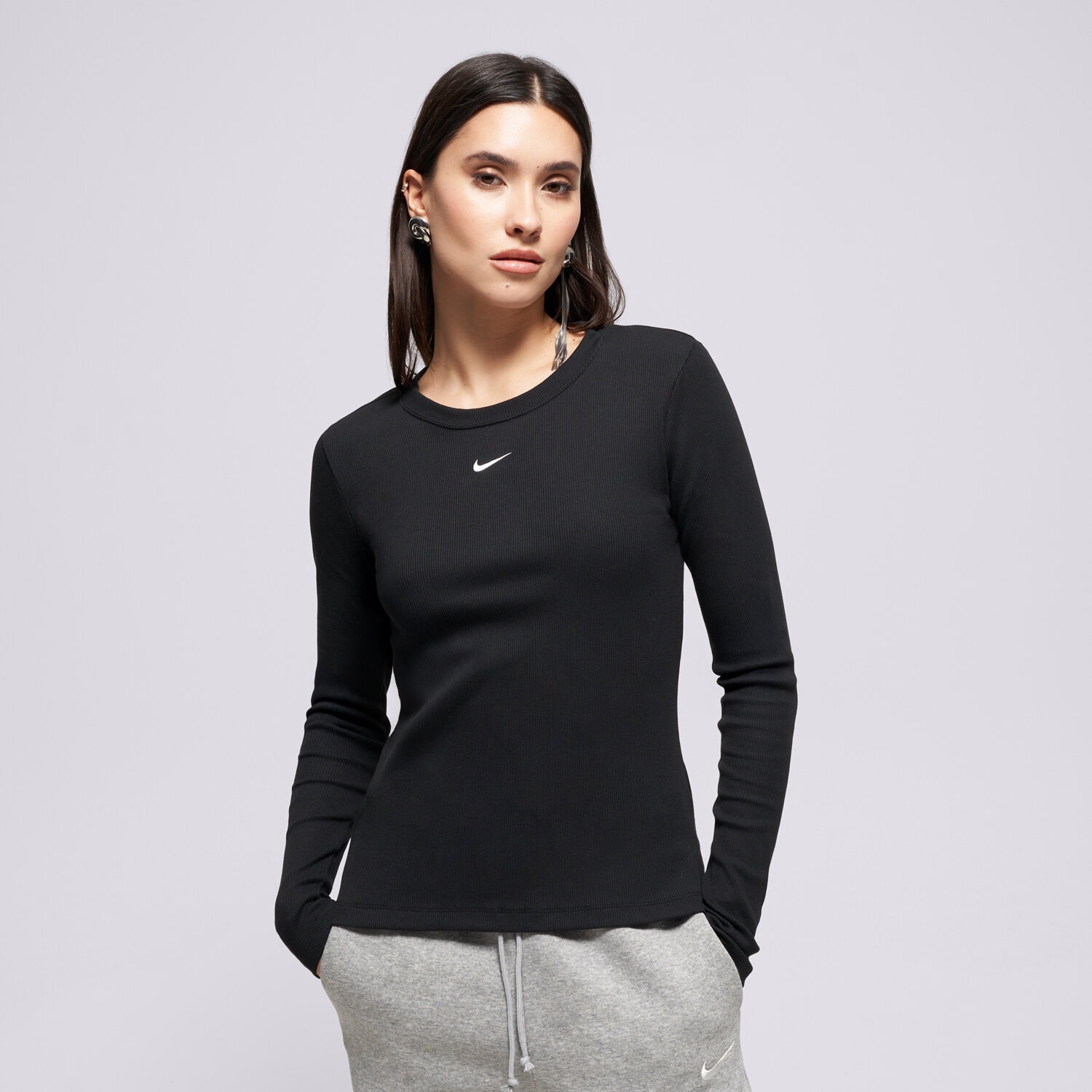 dámské tričko NIKE TRIČKO LS TEE RIB TIGHT W NSW IH7691-010 ČERNÁ