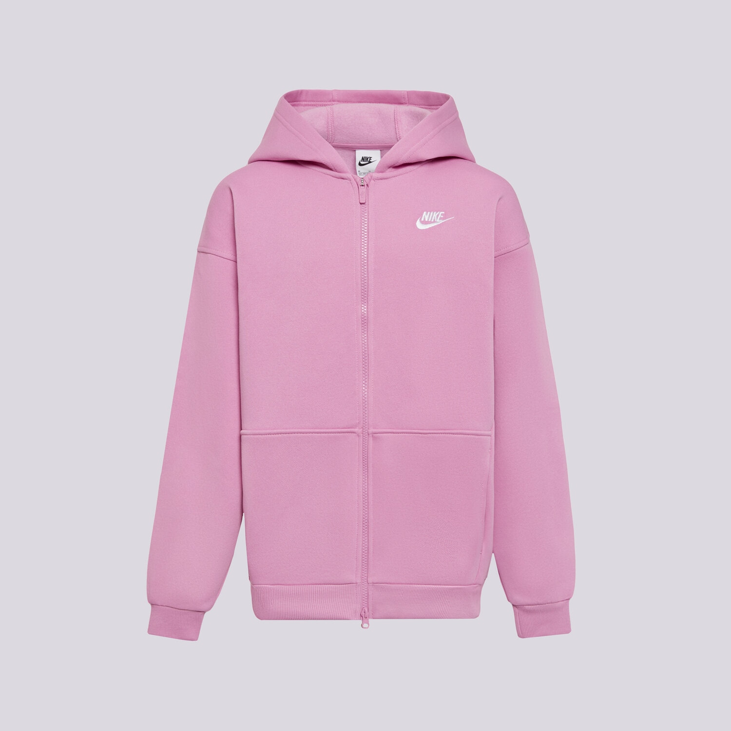 dětská mikina NIKE MIKINA ROZEPÍNACÍ S KAPUCÍ CLUB FLC GIRL FD2931-503 RŮŽOVÁ