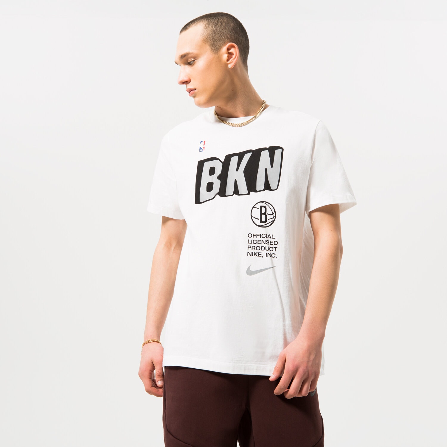 pánské tričko NIKE TRIČKO BROOKLYN NETS DR6704-100 BÍLÁ