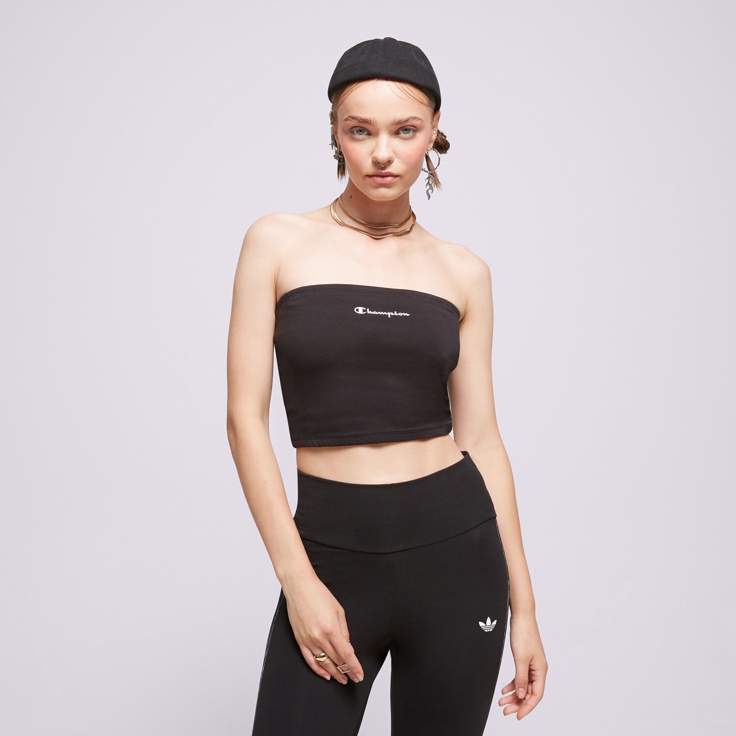 dámský top CHAMPION SCRIPT BANDEAU TOP  114857NBKKK001 ČERNÁ
