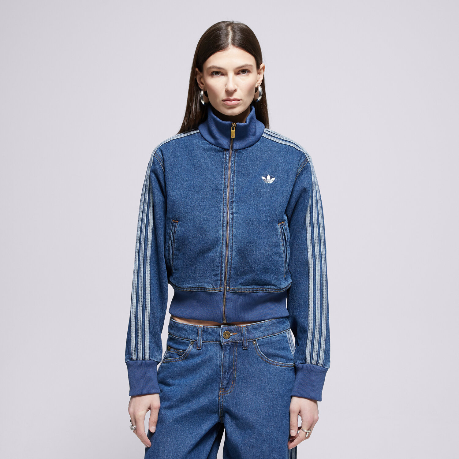 Přechodná bunda dámská (podzimní, jarní) ADIDAS BUNDA FIREBIRD DENIM KD2913 MODRÁ