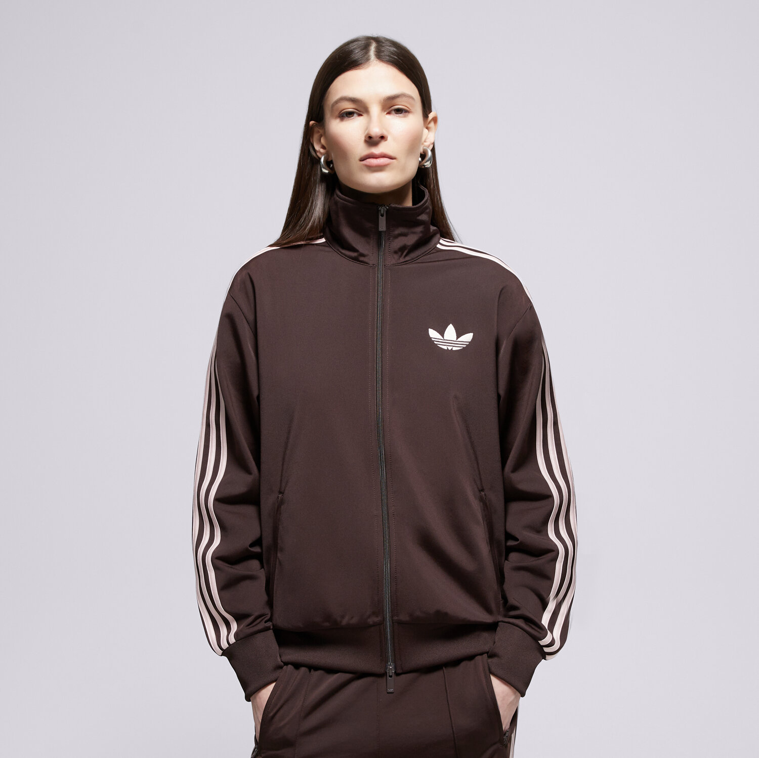 dámská mikina ADIDAS MIKINA ROZEPÍNACÍ FB TT LOOSE KD1331 HNĚDÁ