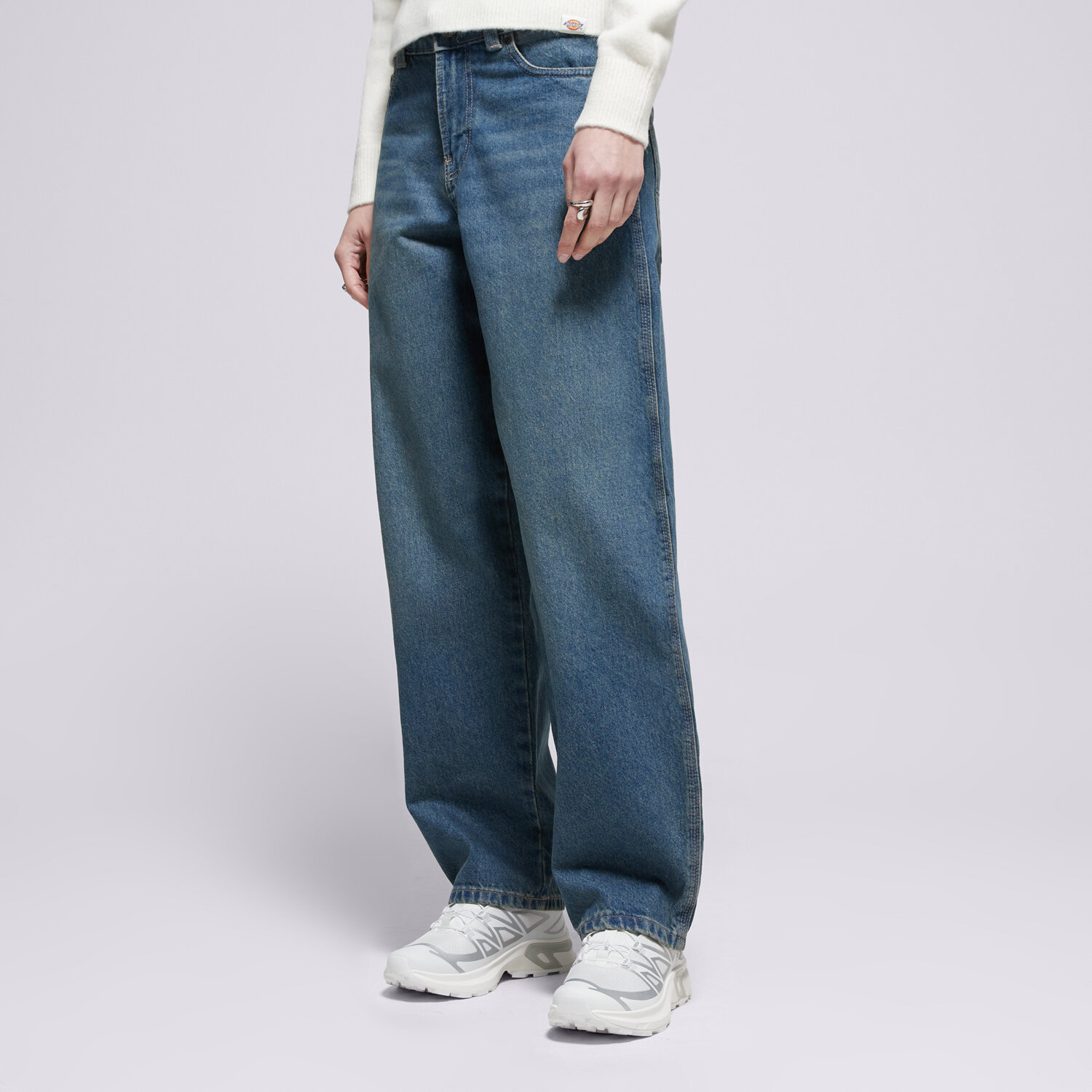 dámské kalhoty DICKIES KALHOTY  LOOSE TAPERED WORK JEANS W DK0A885JL231 MODRÁ