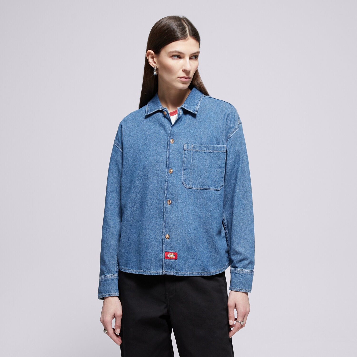 dámské tričko DICKIES KOŠILE LIGHTWEIGHT DENIM SHIRT LS W DK0A8826CLB1 MODRÁ