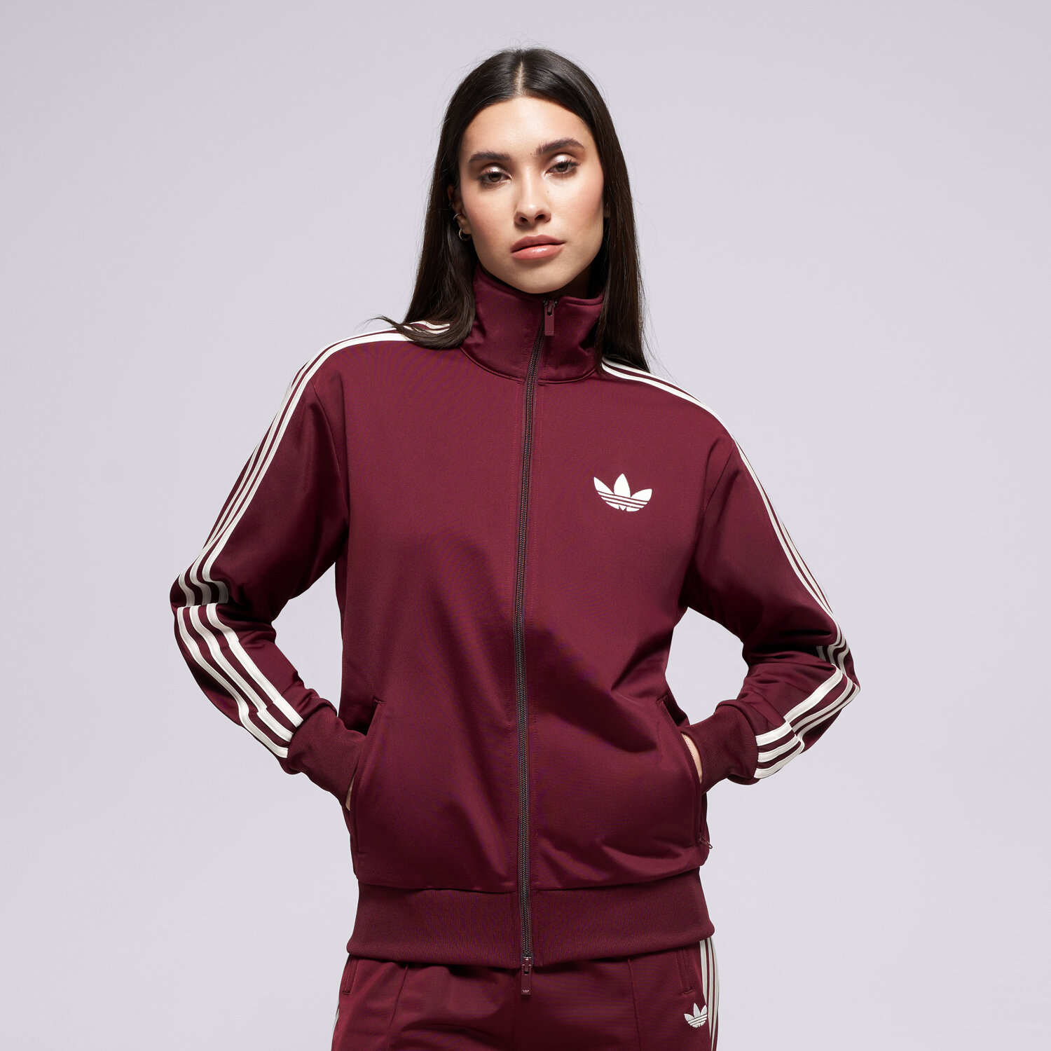 dámská mikina ADIDAS MIKINA ROZEPÍNACÍ FB TT LOOSE KD1326 BORDOVÁ