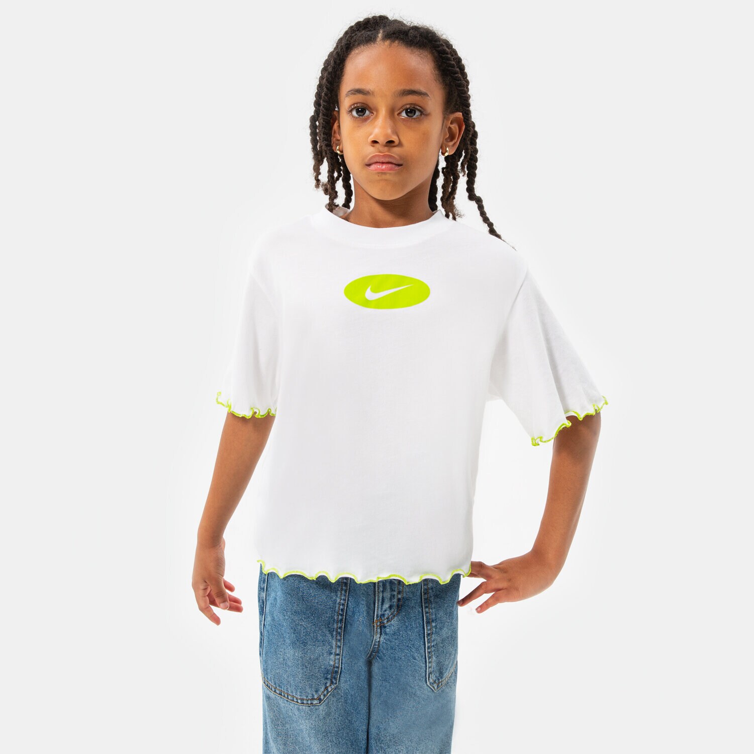 dětské tričko NIKE TRIČKO G NK DF TEE ICON CLASH BOXY FR GIRL DQ4392-100 BÍLÁ