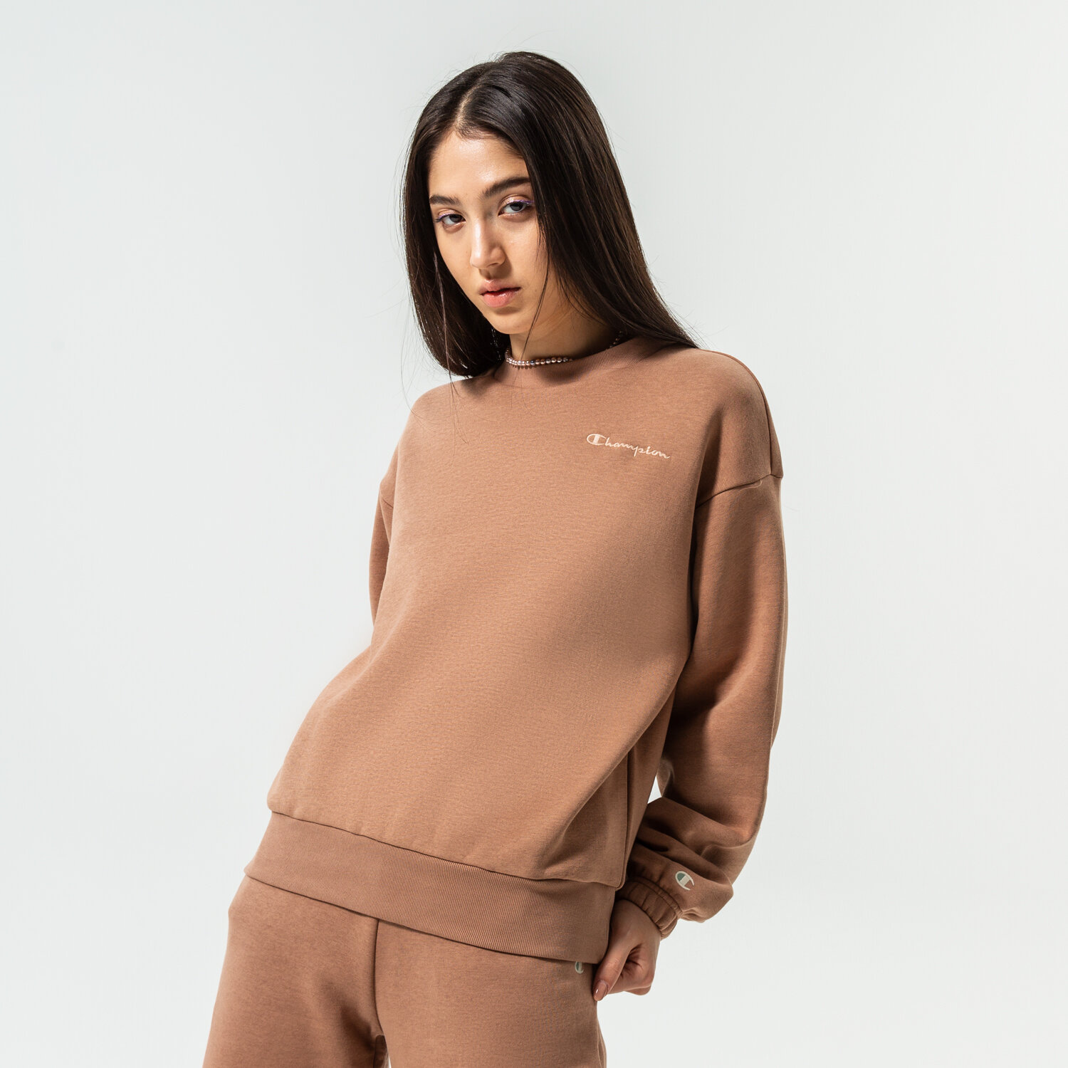 dámská mikina CHAMPION MIKINA CREWNECK SWEATSHIRT 115666MS036 HNĚDÁ