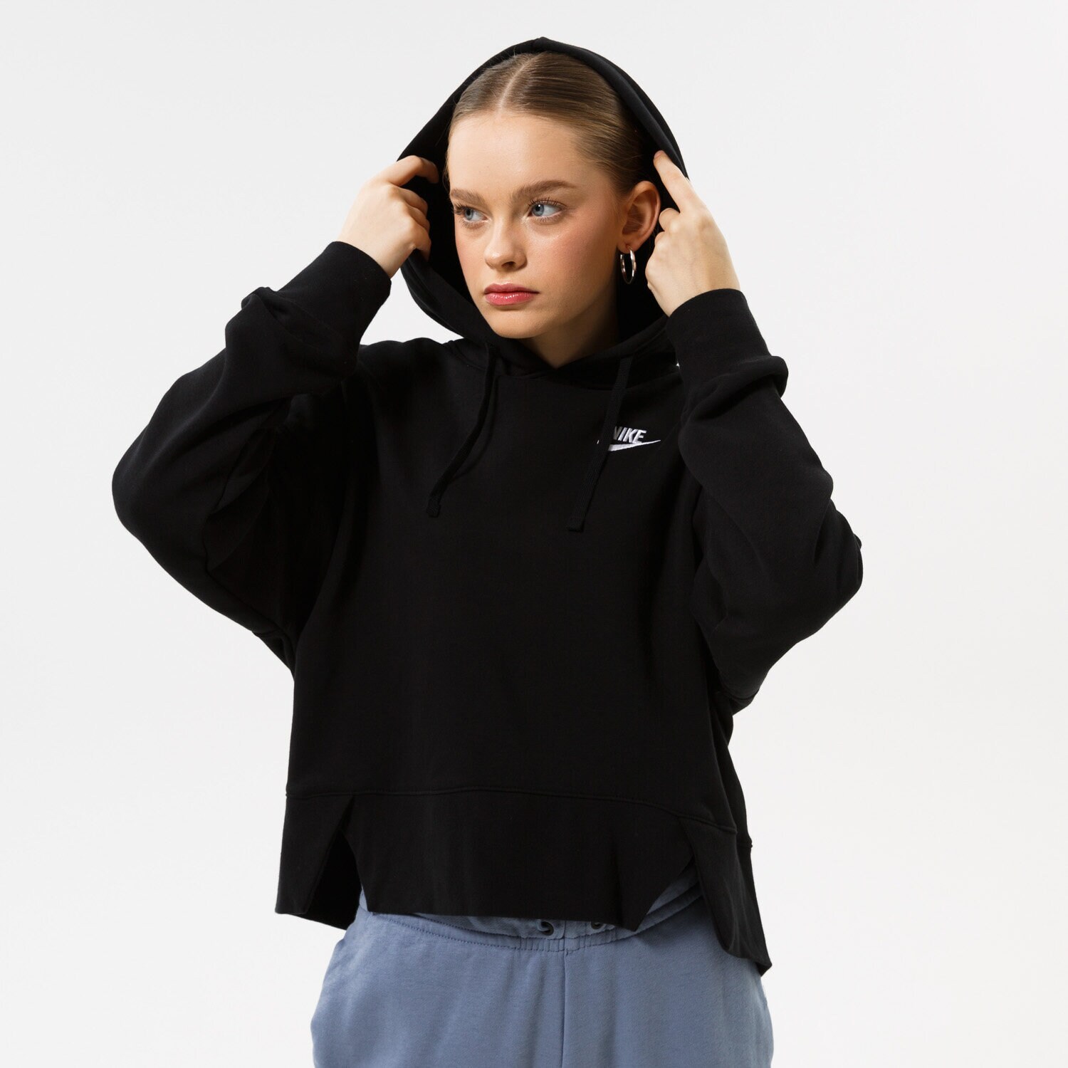 dámská mikina NIKE MIKINA S KAPUCÍ W NSW CLUB FLC HOODIE SSNL DV5645-010 ČERNÁ