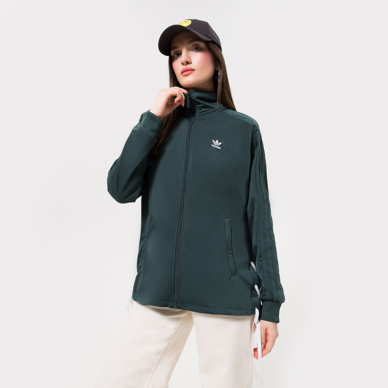 dámská mikina ADIDAS MIKINA ROZEPÍNACÍ LACED TRACKTOP HK5073 ZELENÁ