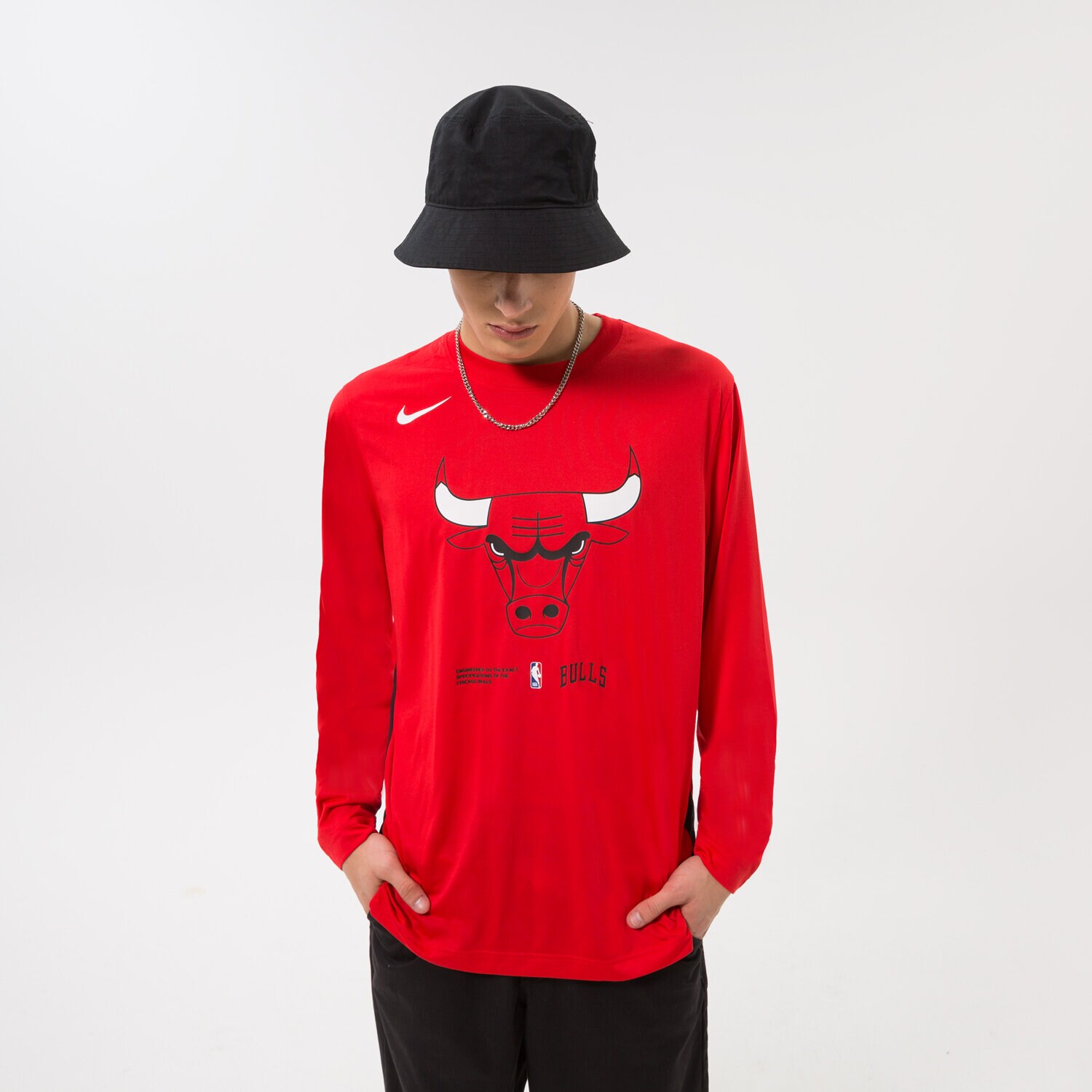 pánské tričko NIKE TRIČKO CHI M NK DF LS TOP PREGM NBA DN8120-657 ČERVENÁ