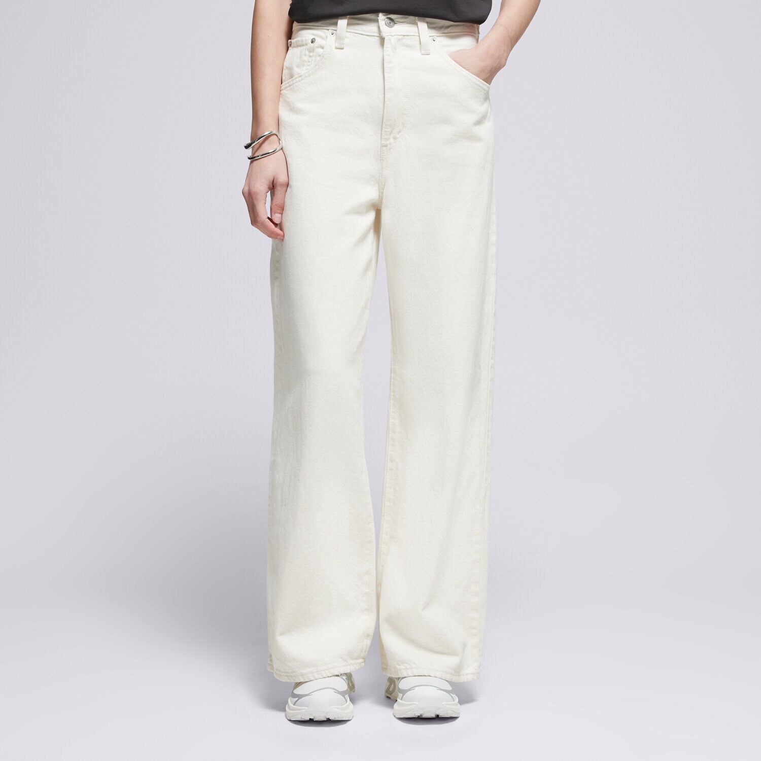 dámské kalhoty LEVI'S KALHOTY  CINCH BAGGY WORN IN 001UP-0028 BÍLÁ