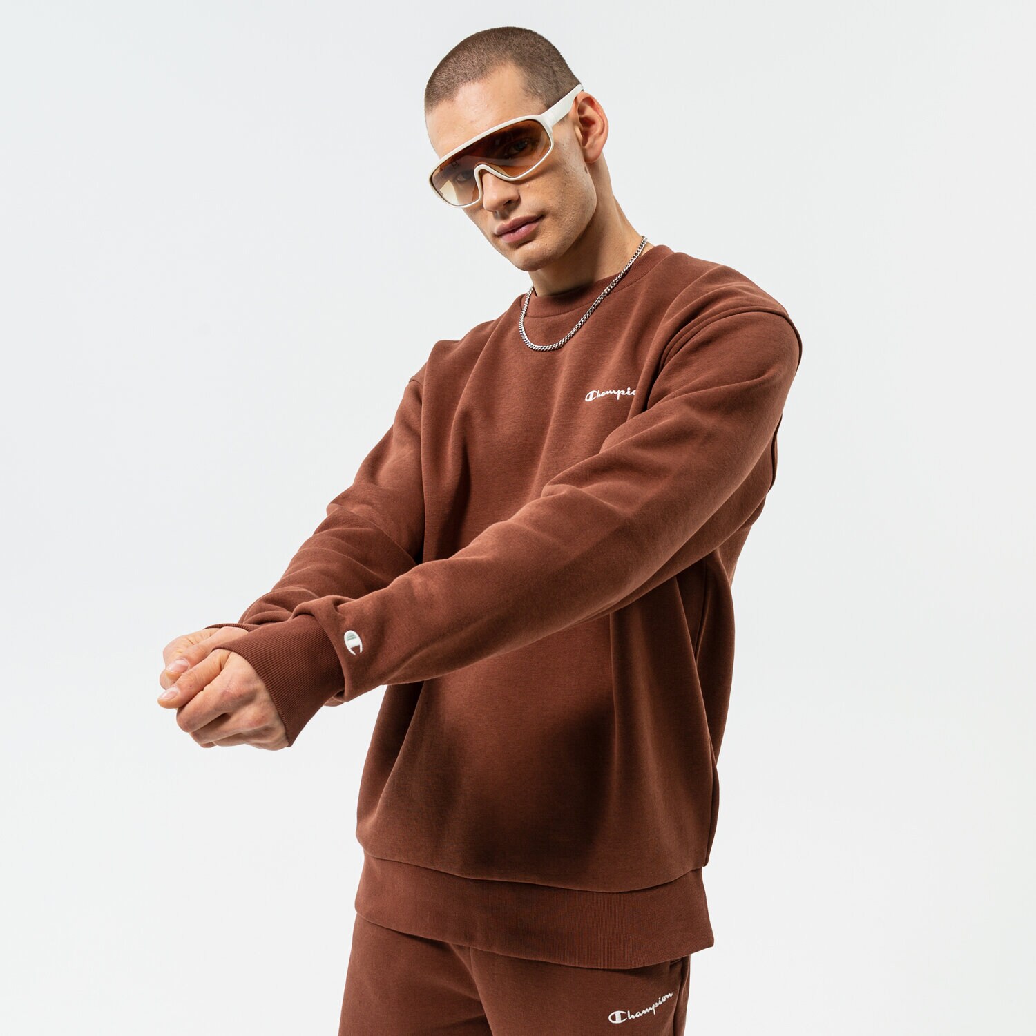 pánská mikina CHAMPION MIKINA CREWNECK SWEATSHIRT 217918MS534 HNĚDÁ